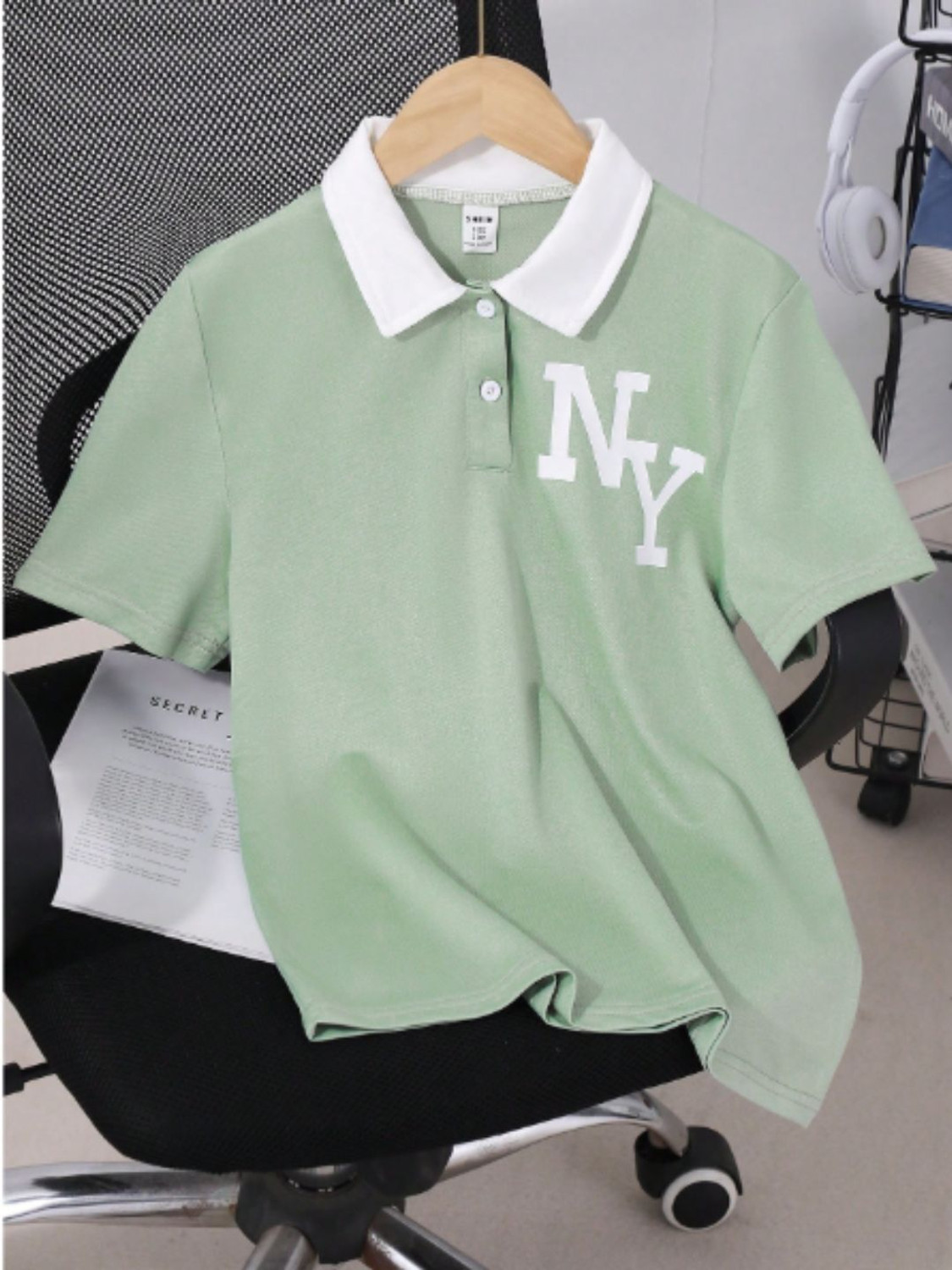 Image of MDS Printed Men Polo Neck Light Green T-Shirt