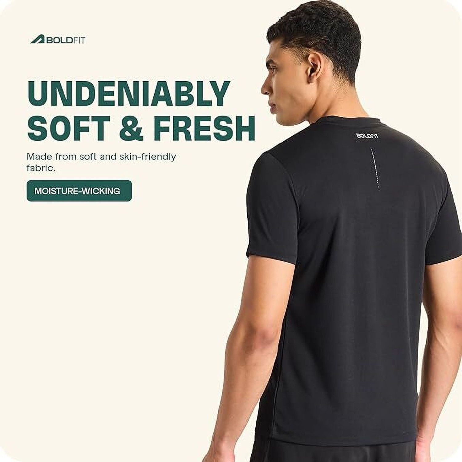 Image of Boldfit Athleisure Solid Men Round Neck Black T-Shirt