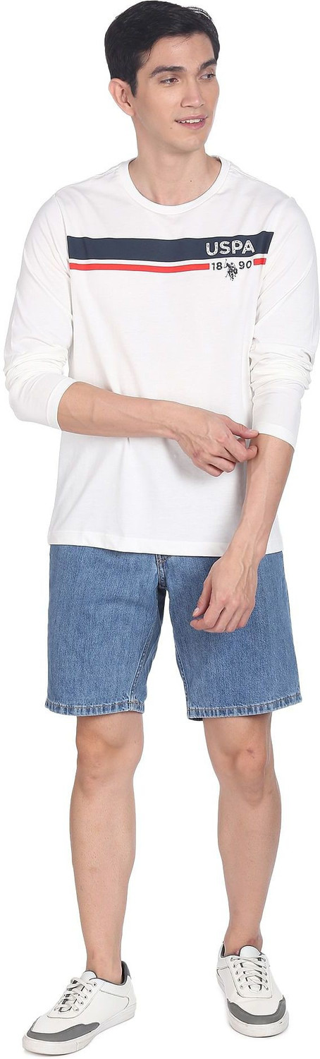 Image of U.S. POLO ASSN. Printed Men Round Neck White T-Shirt