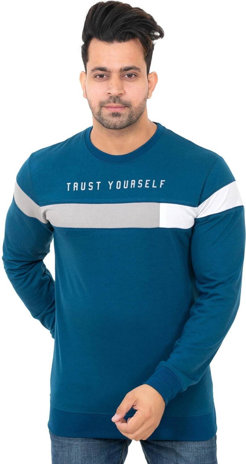 E-MAX Men Typography Crew Neck Polyester Dark Blue T-Shirt