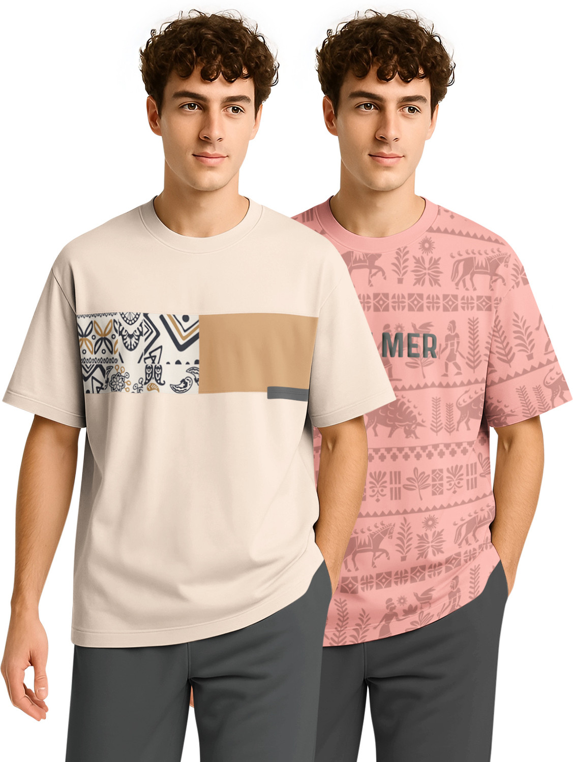 Image of Bullmer Graphic Print Men Round Neck Multicolor T-Shirt
