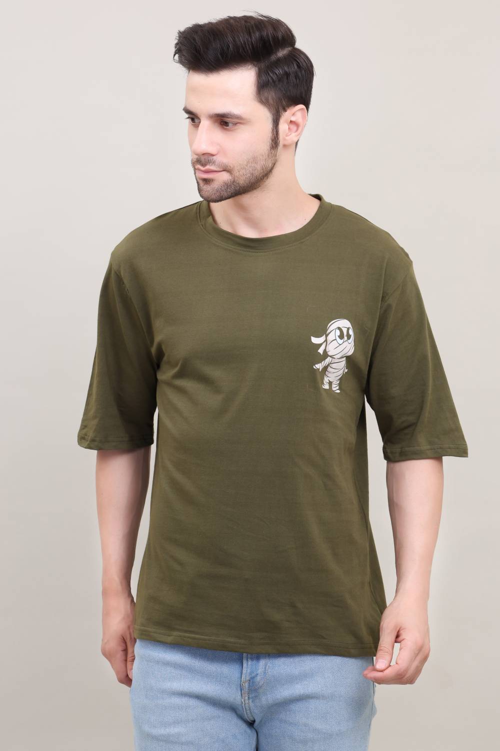 BDSQUARE Printed Men Round Neck Green T-Shirt