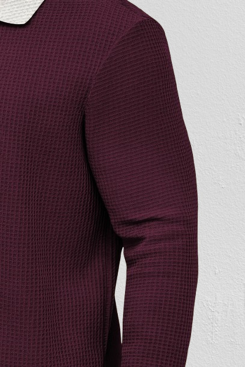Image of HOODLER Self Design, Solid Men Polo Neck Maroon T-Shirt