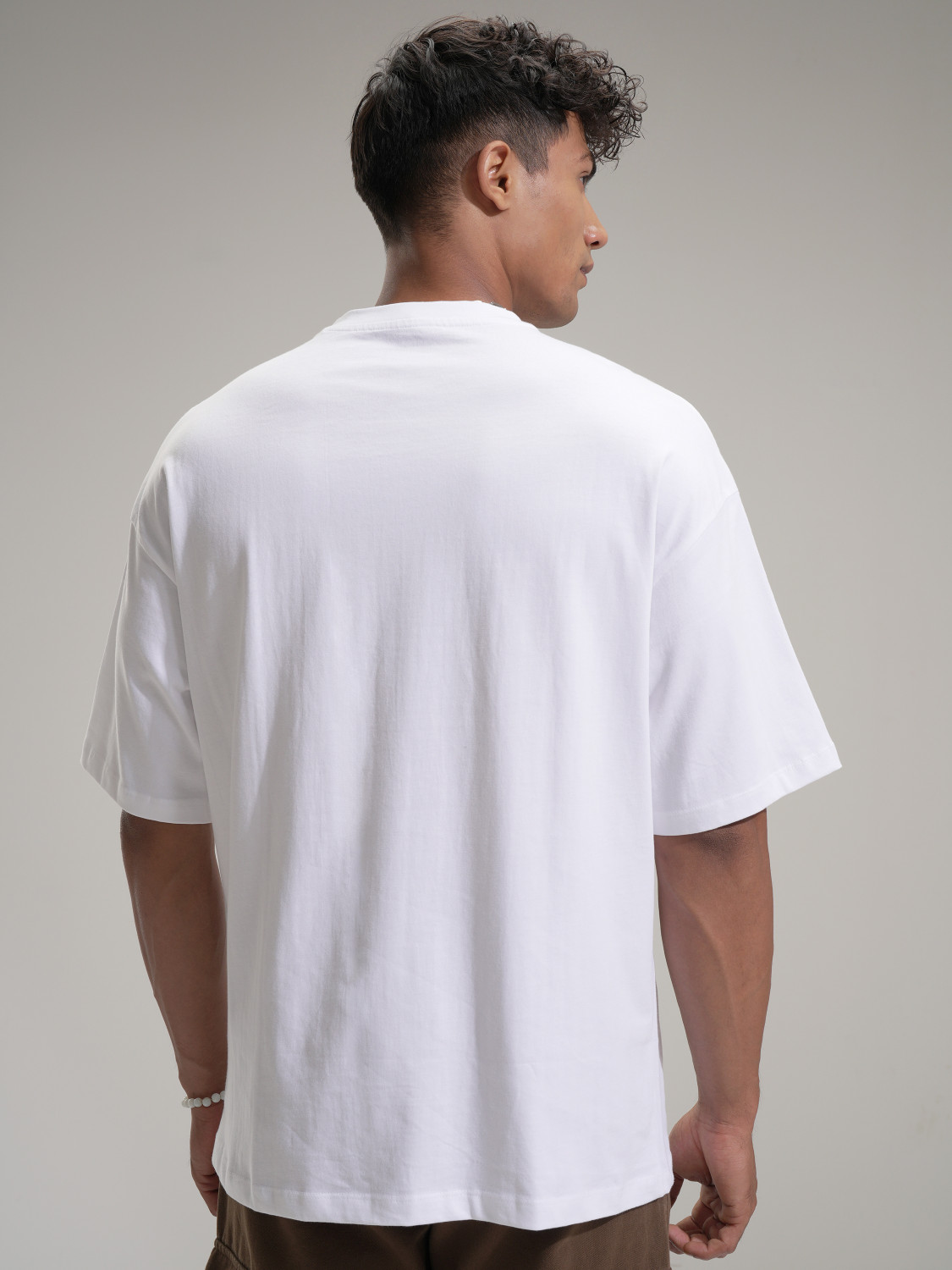 Image of HIGHLANDER Self Design Men Round Neck White T-Shirt