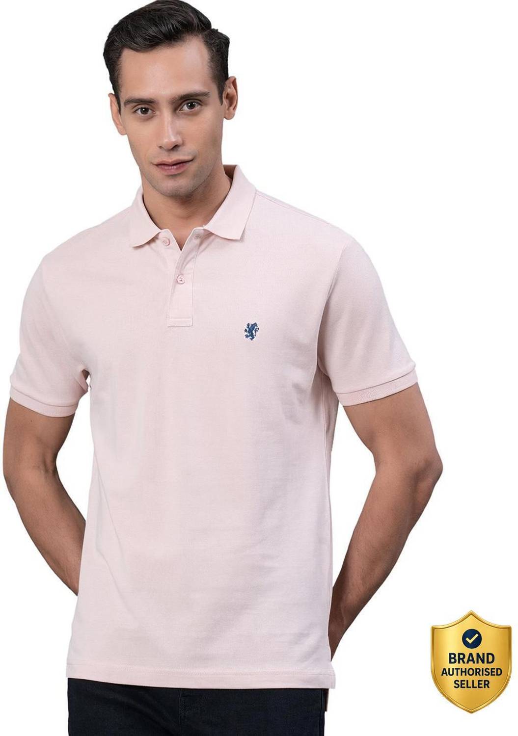 RED TAPE Solid Men Polo Neck Pink T-Shirt