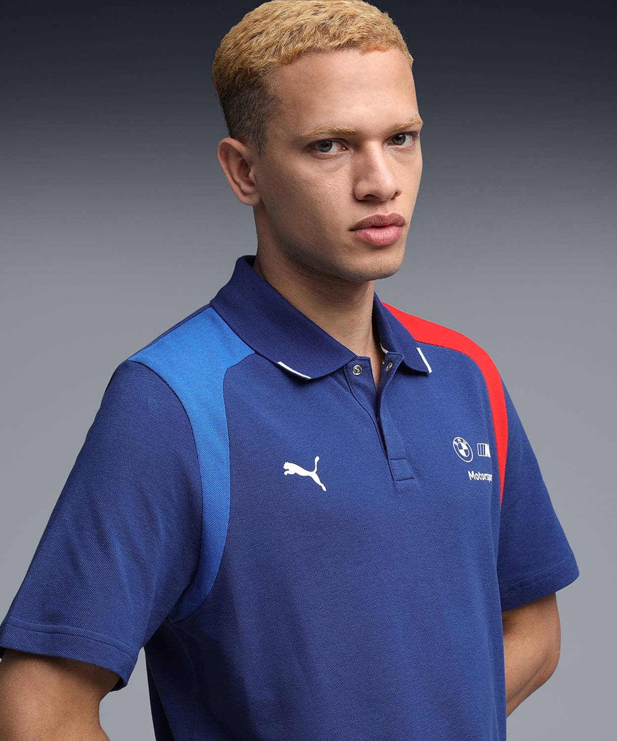 PUMA Men Blue Polo Neck T-Shirt - Image 2