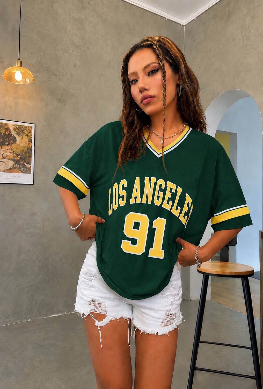 kshs Women V Neck Dark Green T-Shirt - Image 4