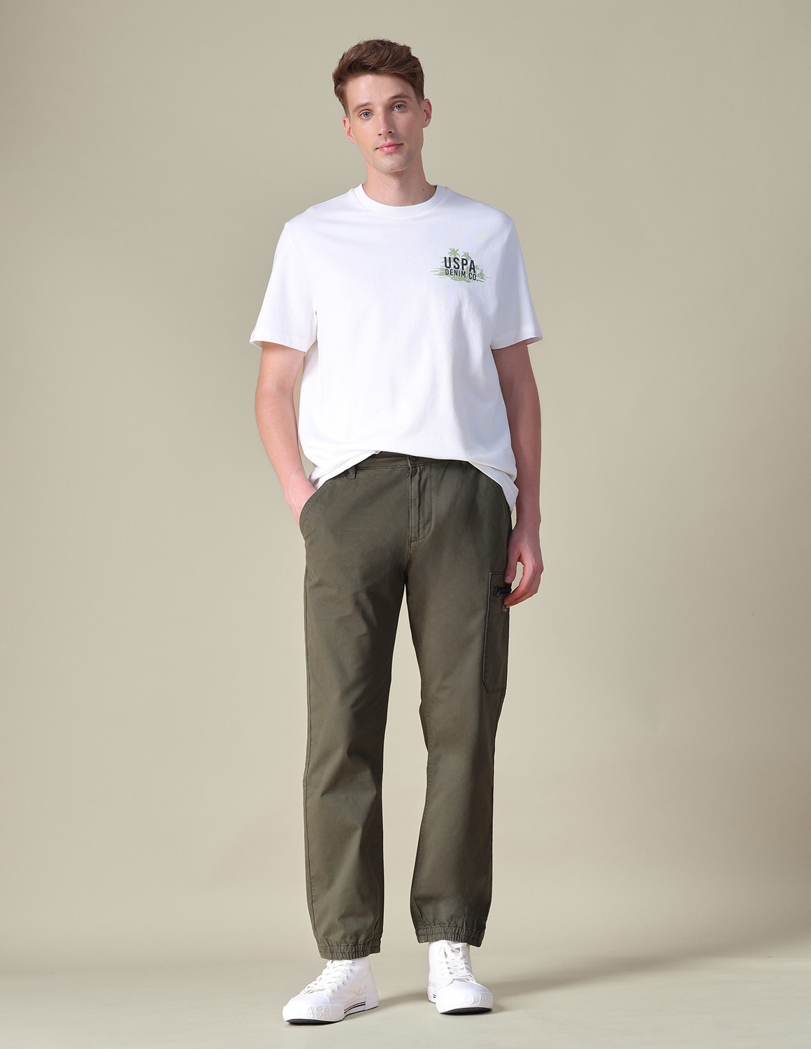 Image of U.S. Polo Assn. Denim Co. Printed Men Crew Neck White T-Shirt