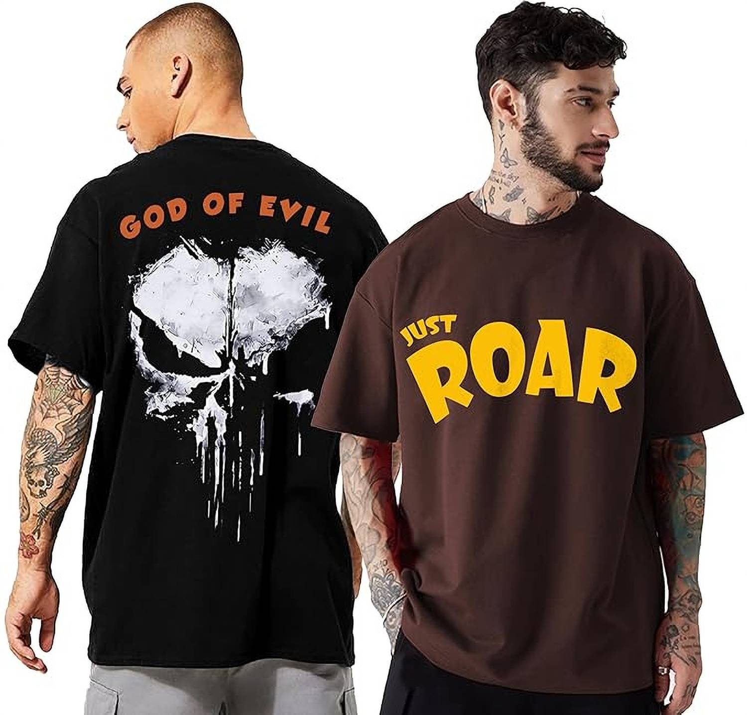 Leotude Men Printed Round Neck Cotton Blend Multicolor T-Shirt