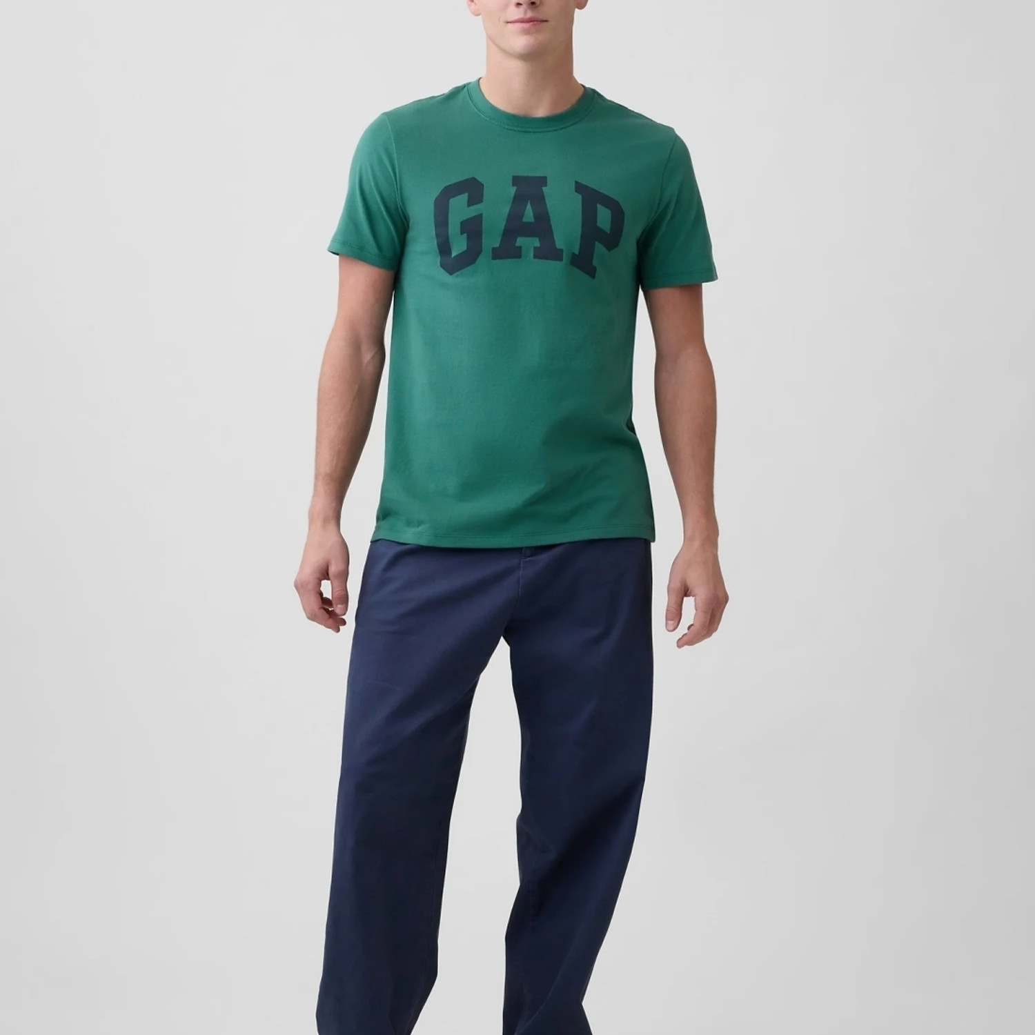 Image of GAP Typography Men Crew Neck Green T-Shirt