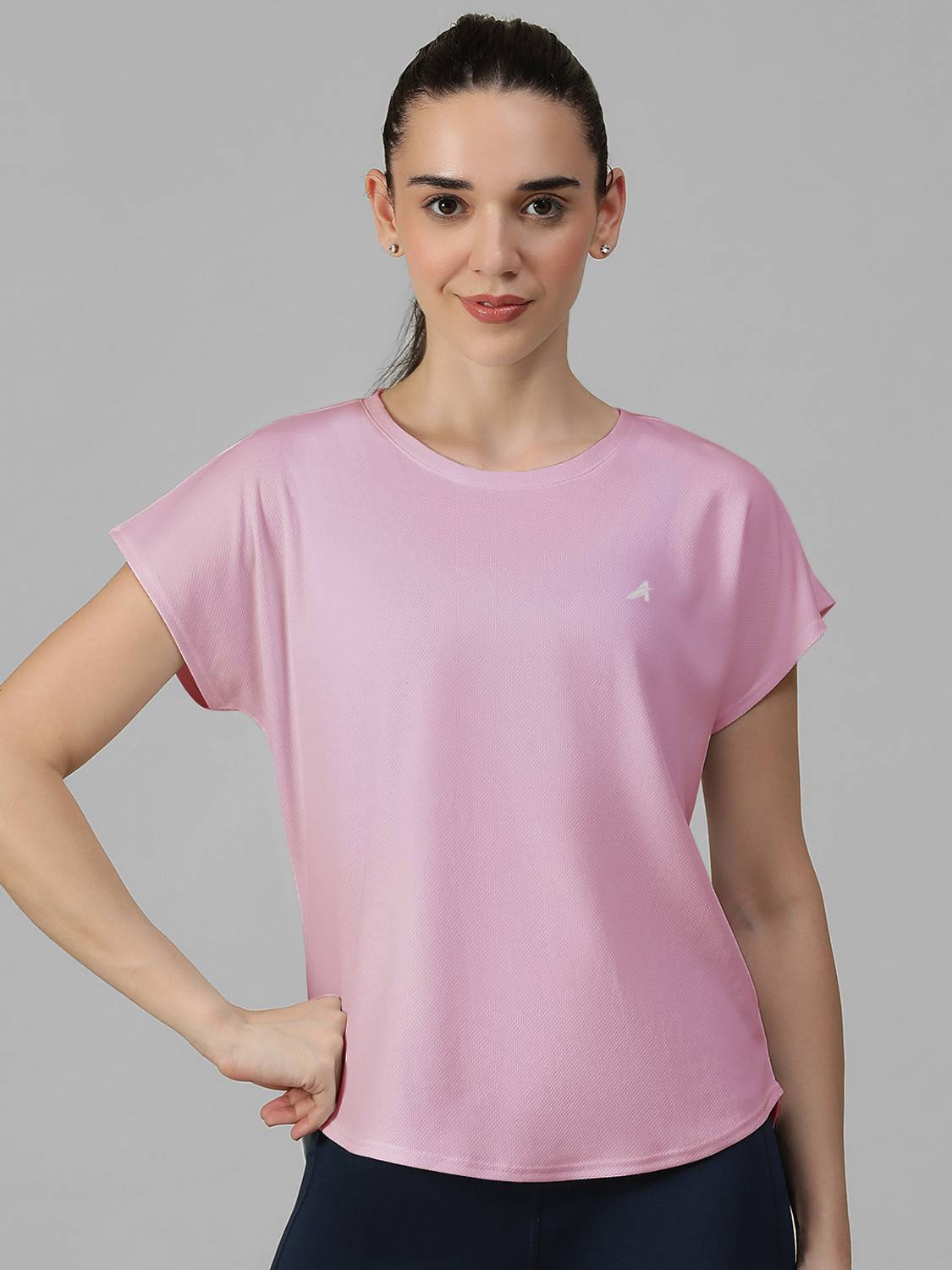 ATHLISIS Solid Women Round Neck Pink T-Shirt