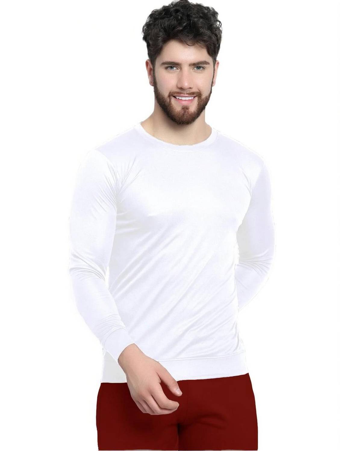 AFCollection Solid Men Round Neck White T-Shirt