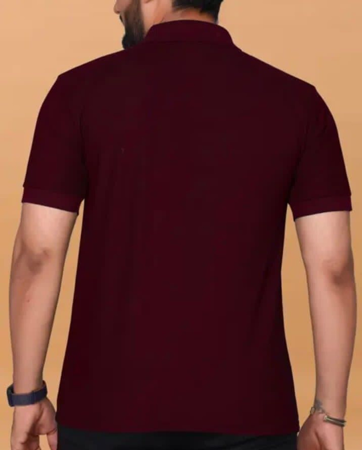 Image of M2HIT Solid Men Polo Neck Maroon T-Shirt