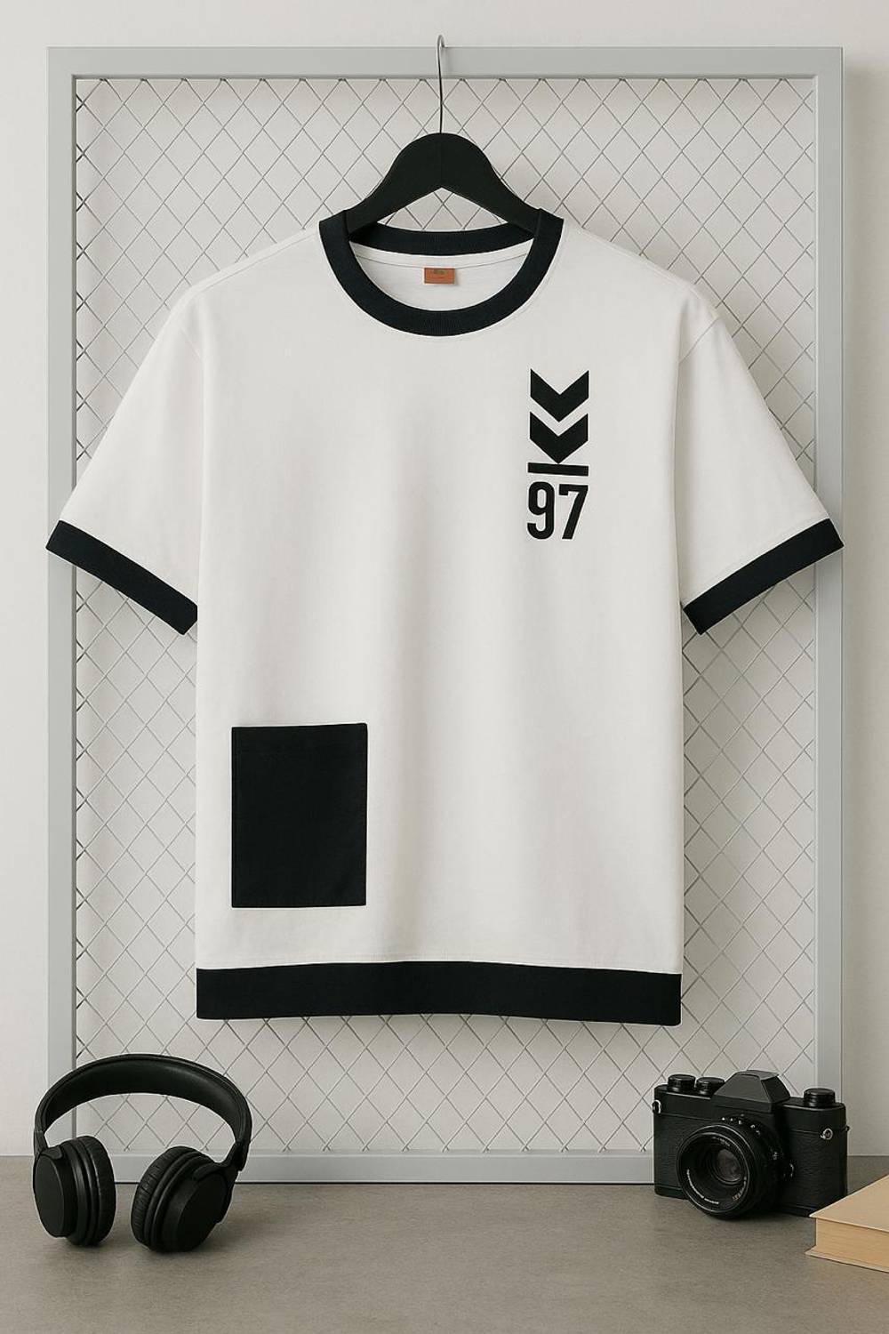Austivo Men Printed Round Neck Cotton Blend White T-Shirt