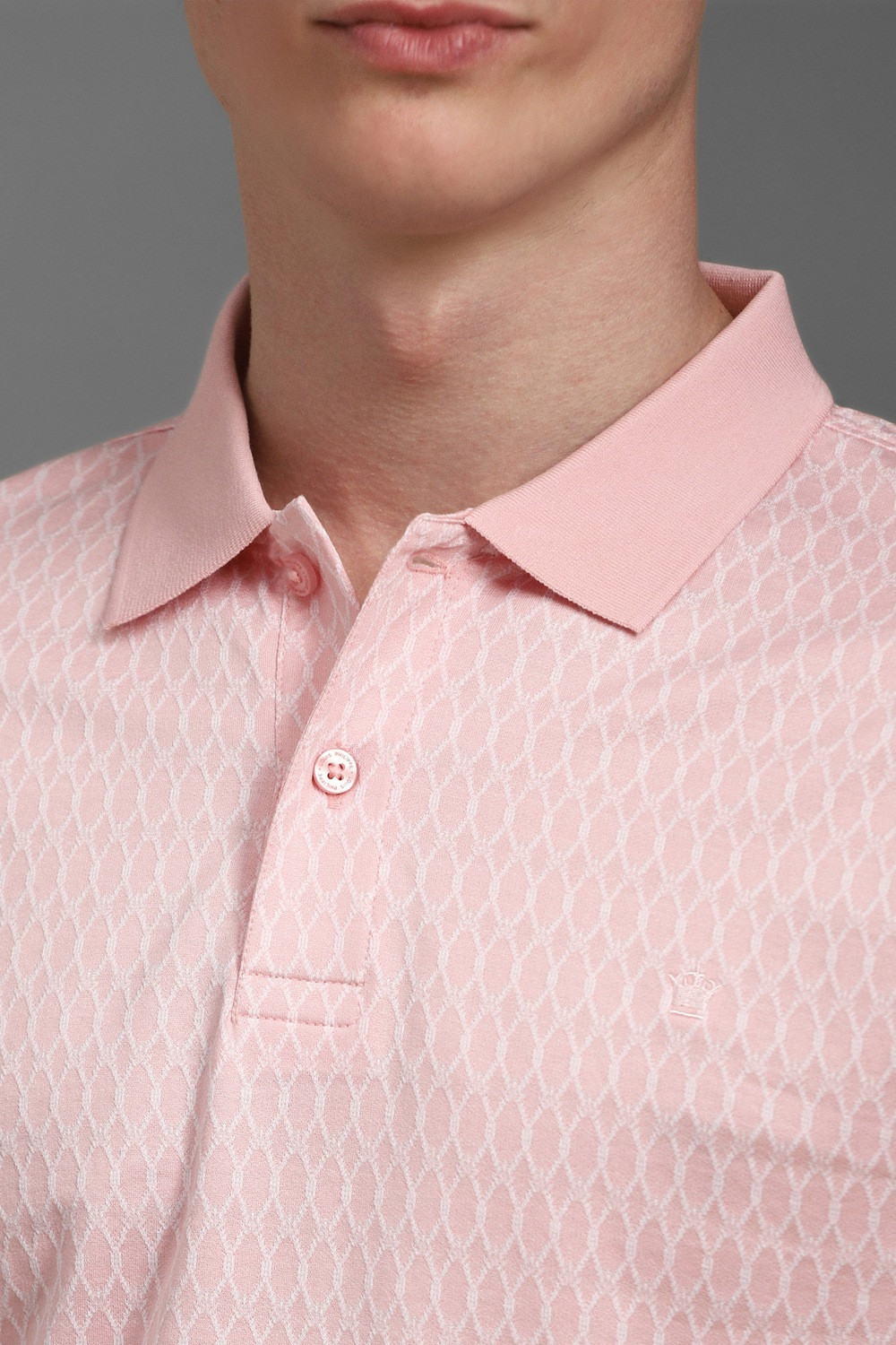 Image of LOUIS PHILIPPE Self Design Men Polo Neck Pink T-Shirt