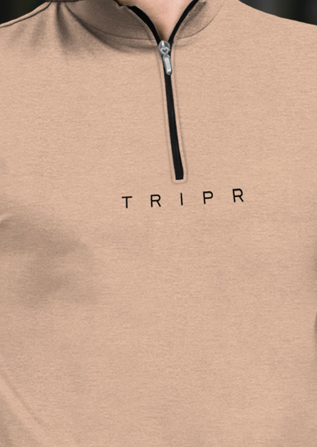 Image of TRIPR Solid Men Henley Neck Beige T-Shirt