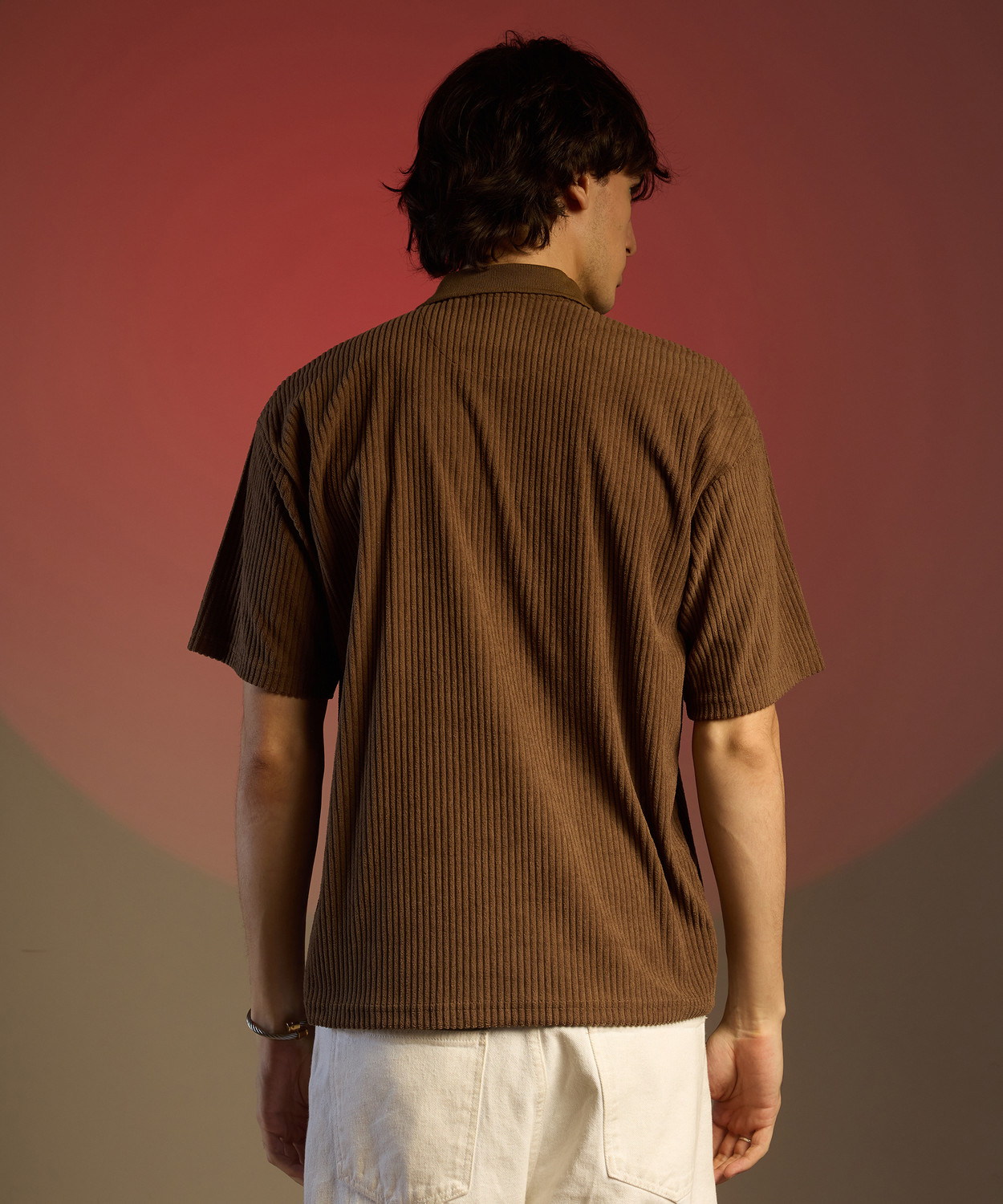 Image of CAMPUS SUTRA Solid Men Polo Neck Brown T-Shirt