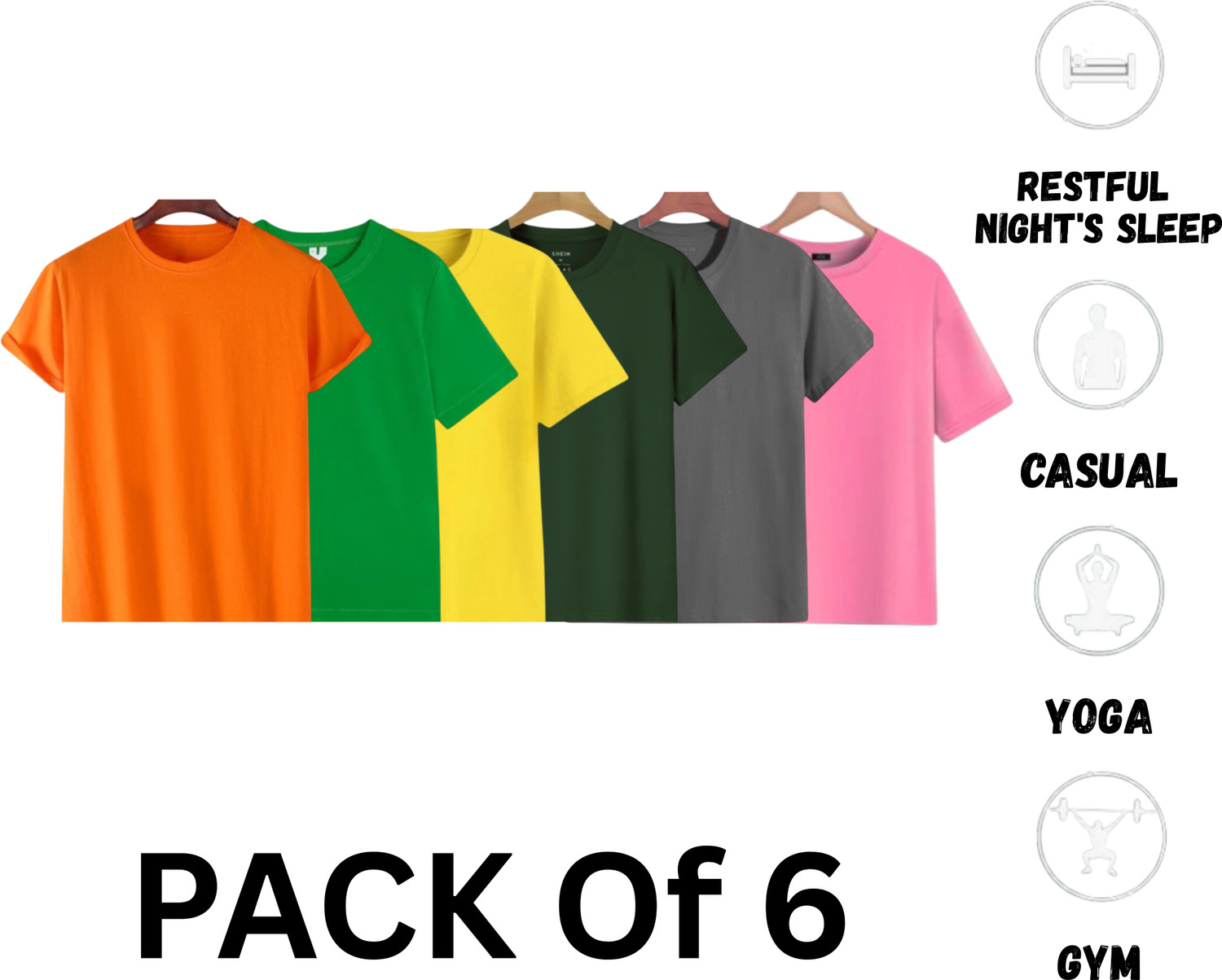 Image of TTFE Solid Men Round Neck Orange, Light Green, Yellow, Green, Silver, Pink T-Shirt
