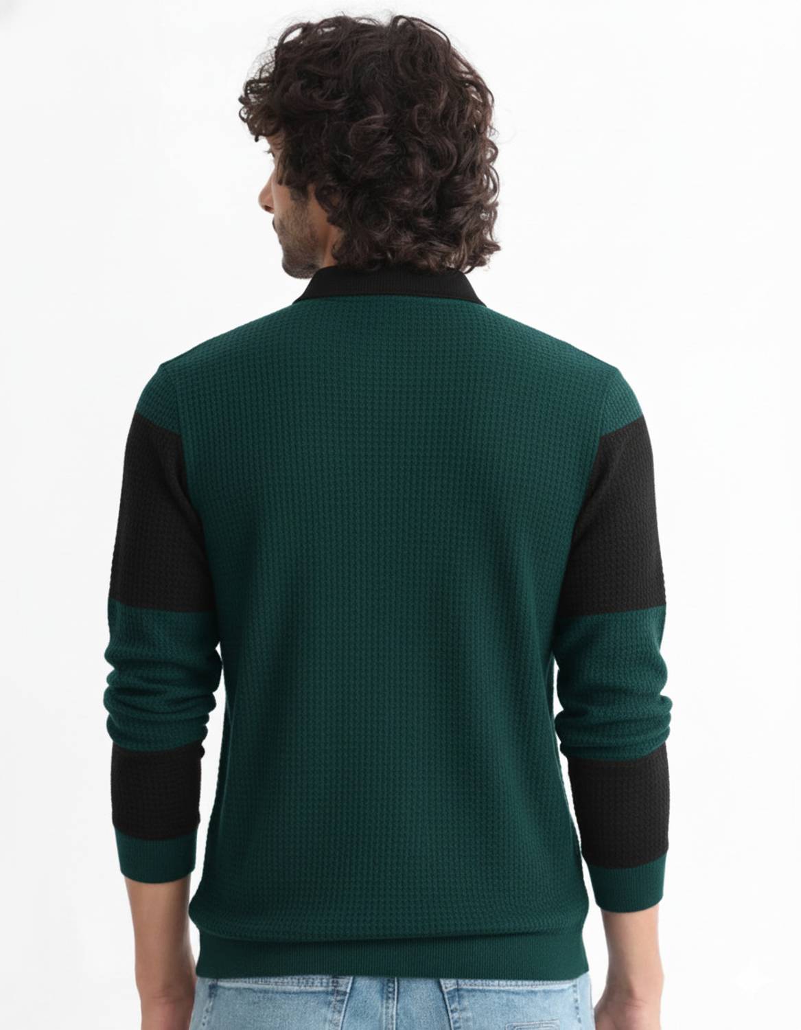 Try Colorblock Men Polo Neck Dark Green T-Shirt - Image 5