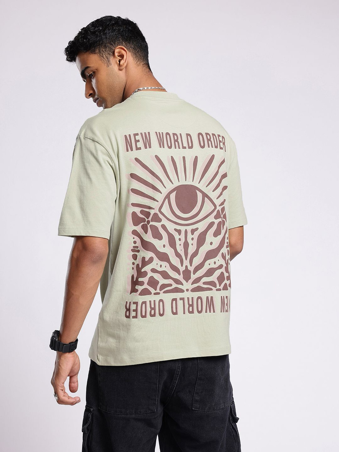 Image of Glitchez Printed Men Round Neck Green T-Shirt