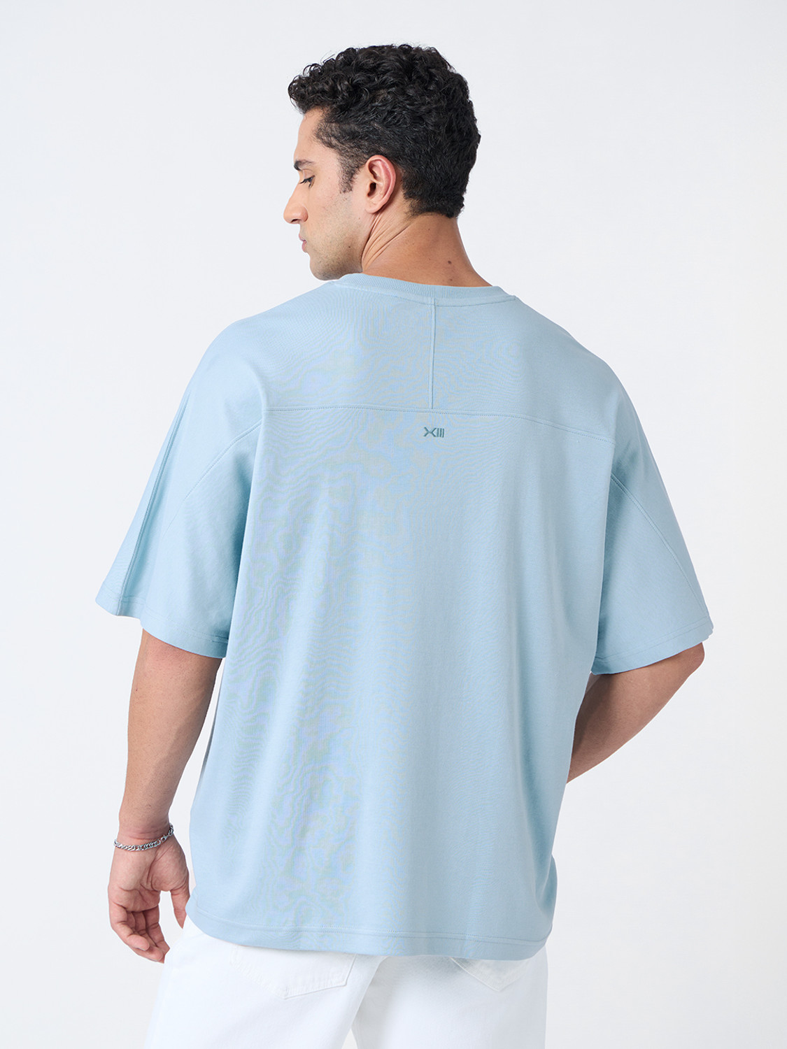 Image of The Souled Store Embroidered Men Round Neck Blue T-Shirt