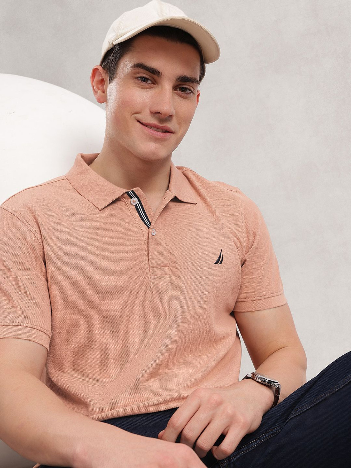 Image of NAUTICA Solid Men Polo Neck Orange T-Shirt