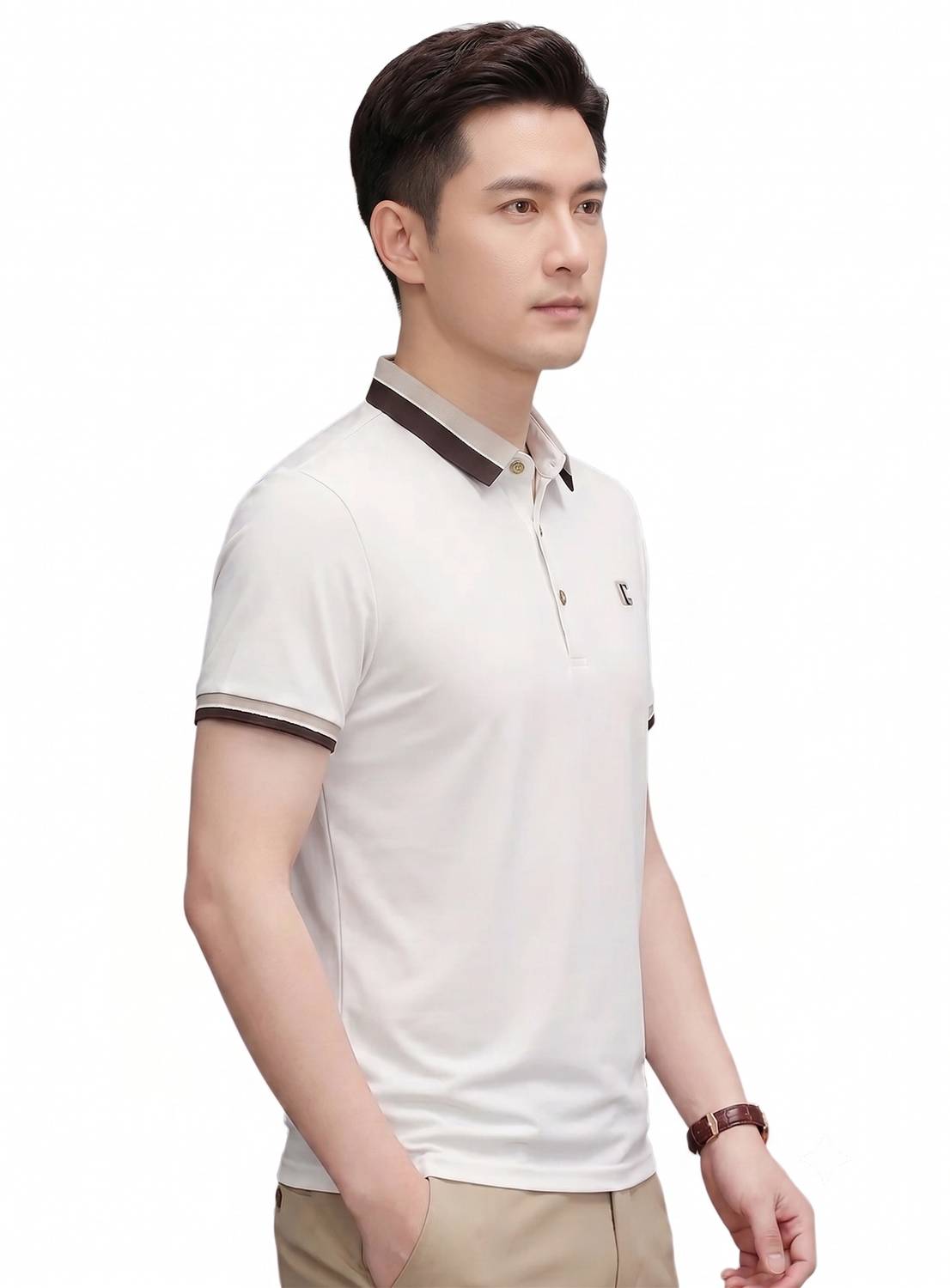 Dhruvinja White Polo Neck T-Shirt - Image 5