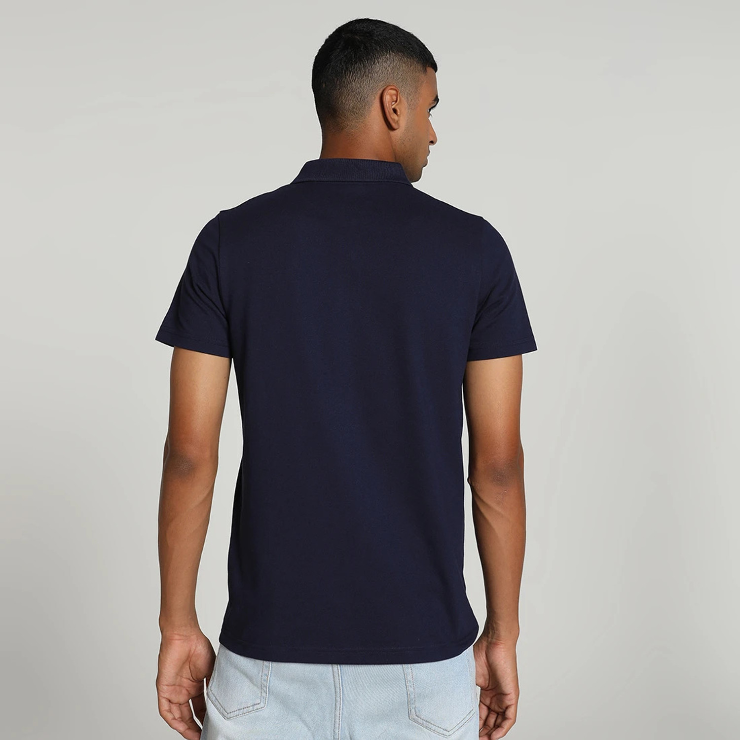 Image of PUMA Solid Men Polo Neck Blue T-Shirt