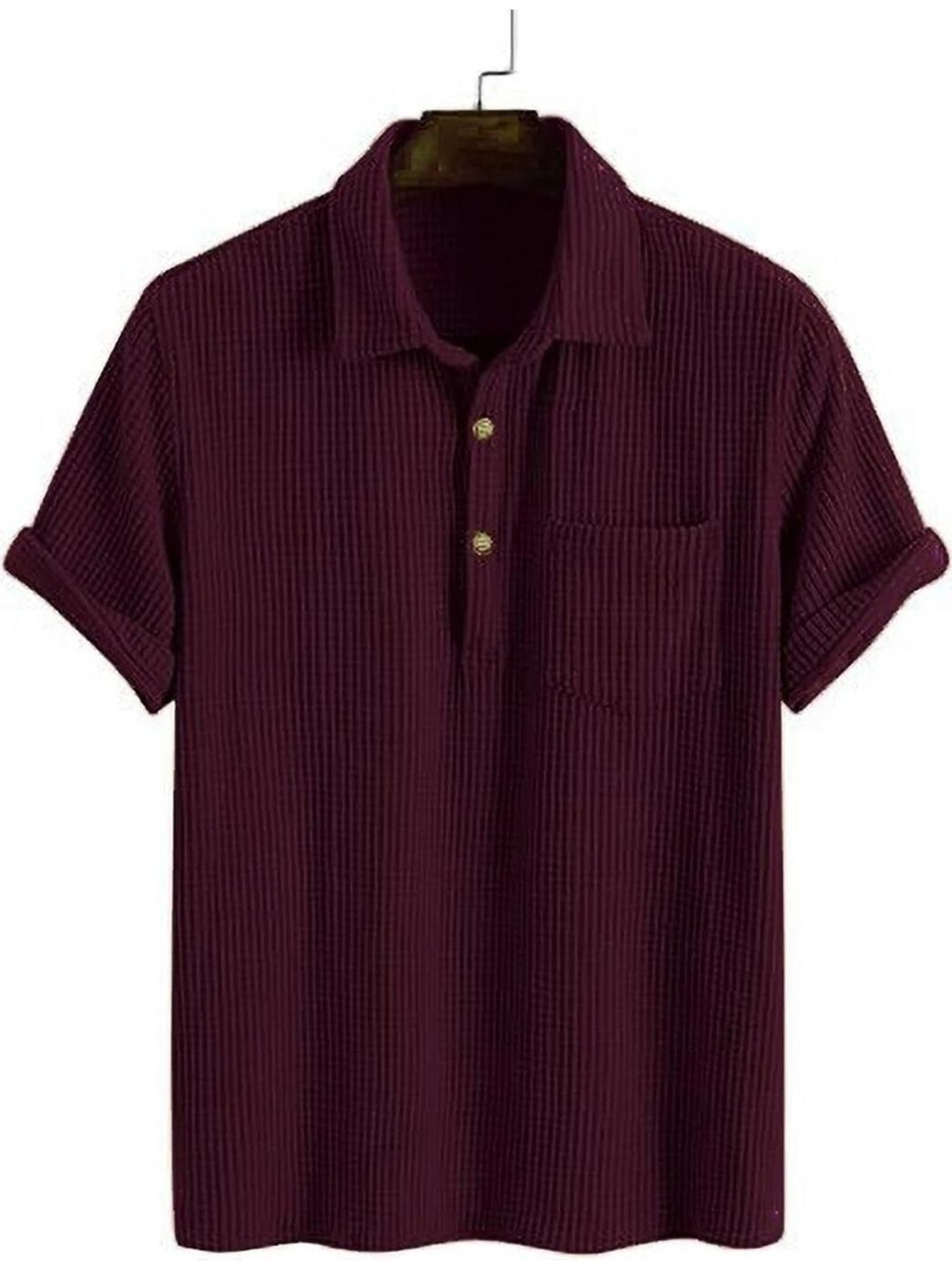Image of ColorChakra Self Design Men Polo Neck Maroon T-Shirt