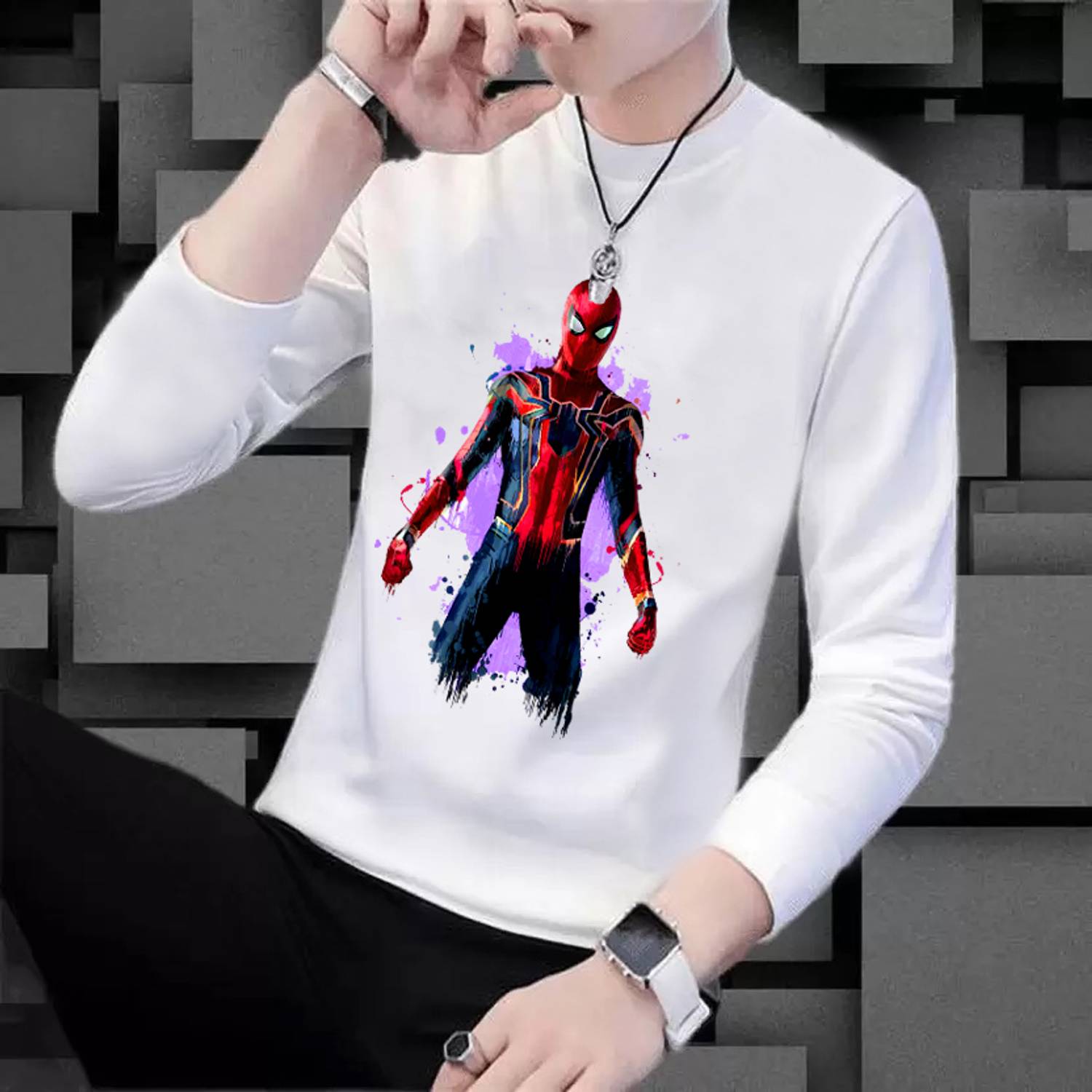 BQF Printed Men Round Neck White T-Shirt