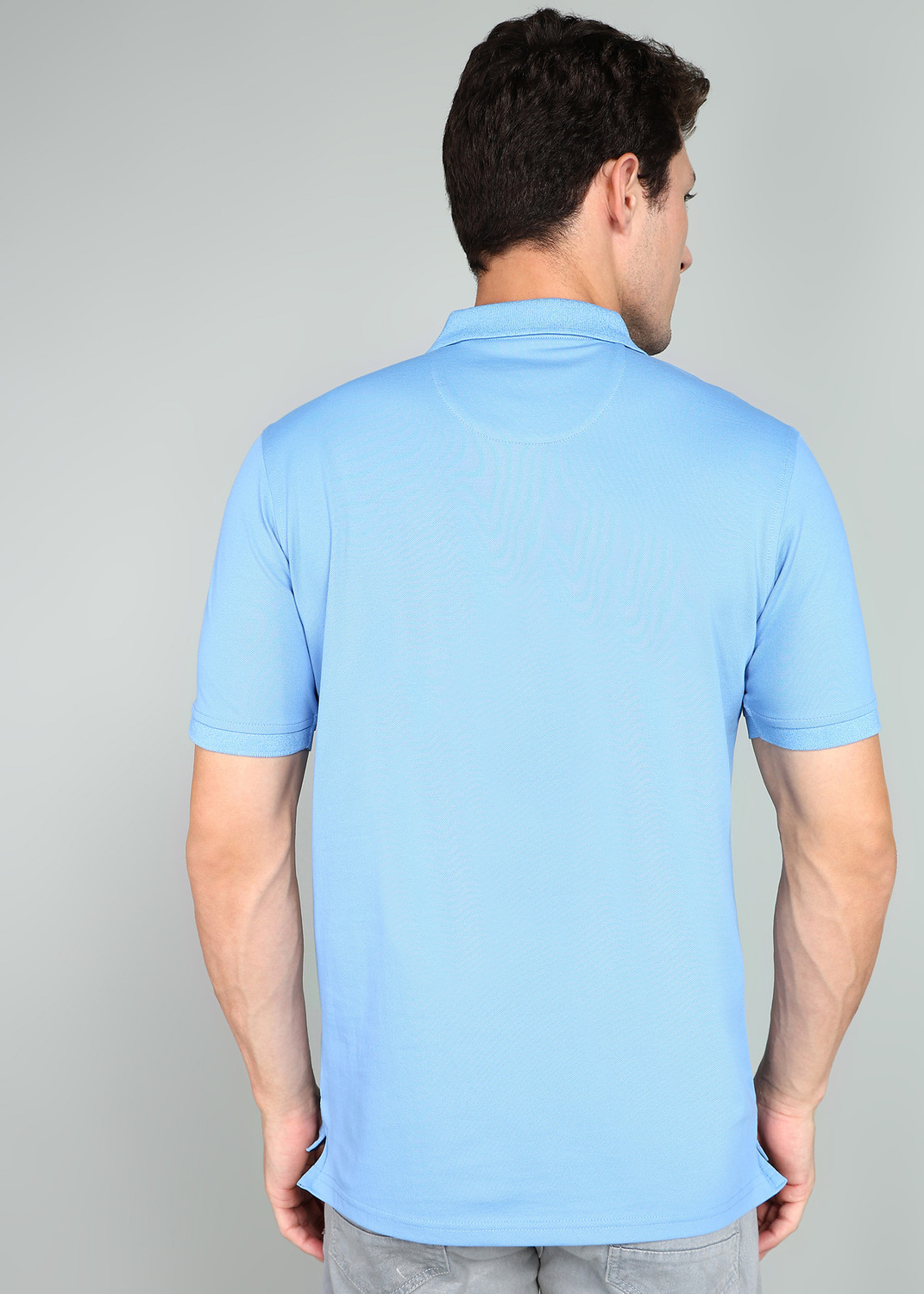 Image of LOUIS PHILIPPE Solid Men Polo Neck Light Blue T-Shirt