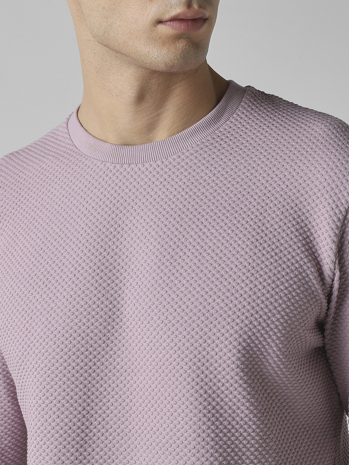 Image of MUFTI Solid Men Crew Neck Purple T-Shirt