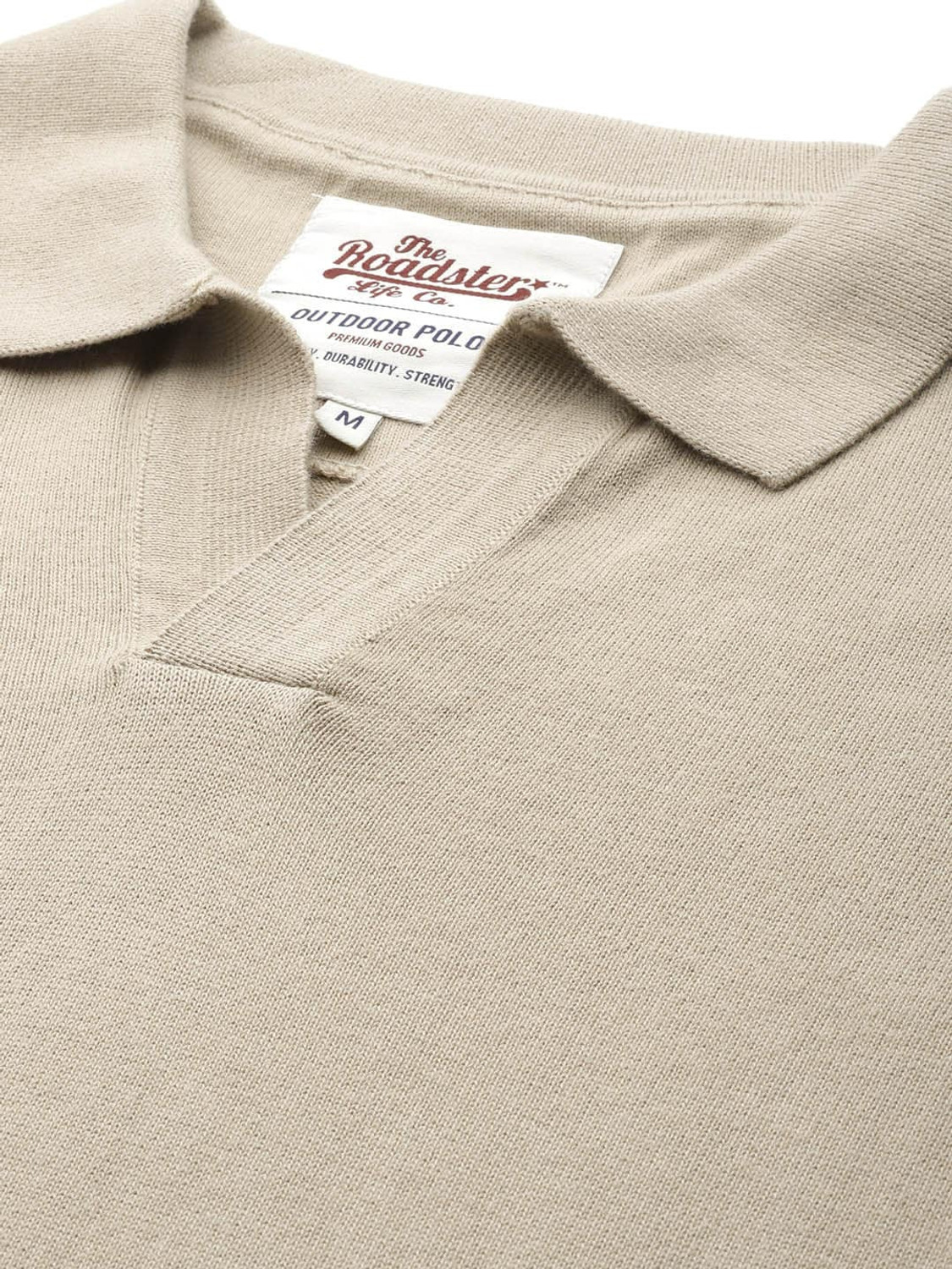 Image of Roadster Solid Men Polo Neck Beige T-Shirt
