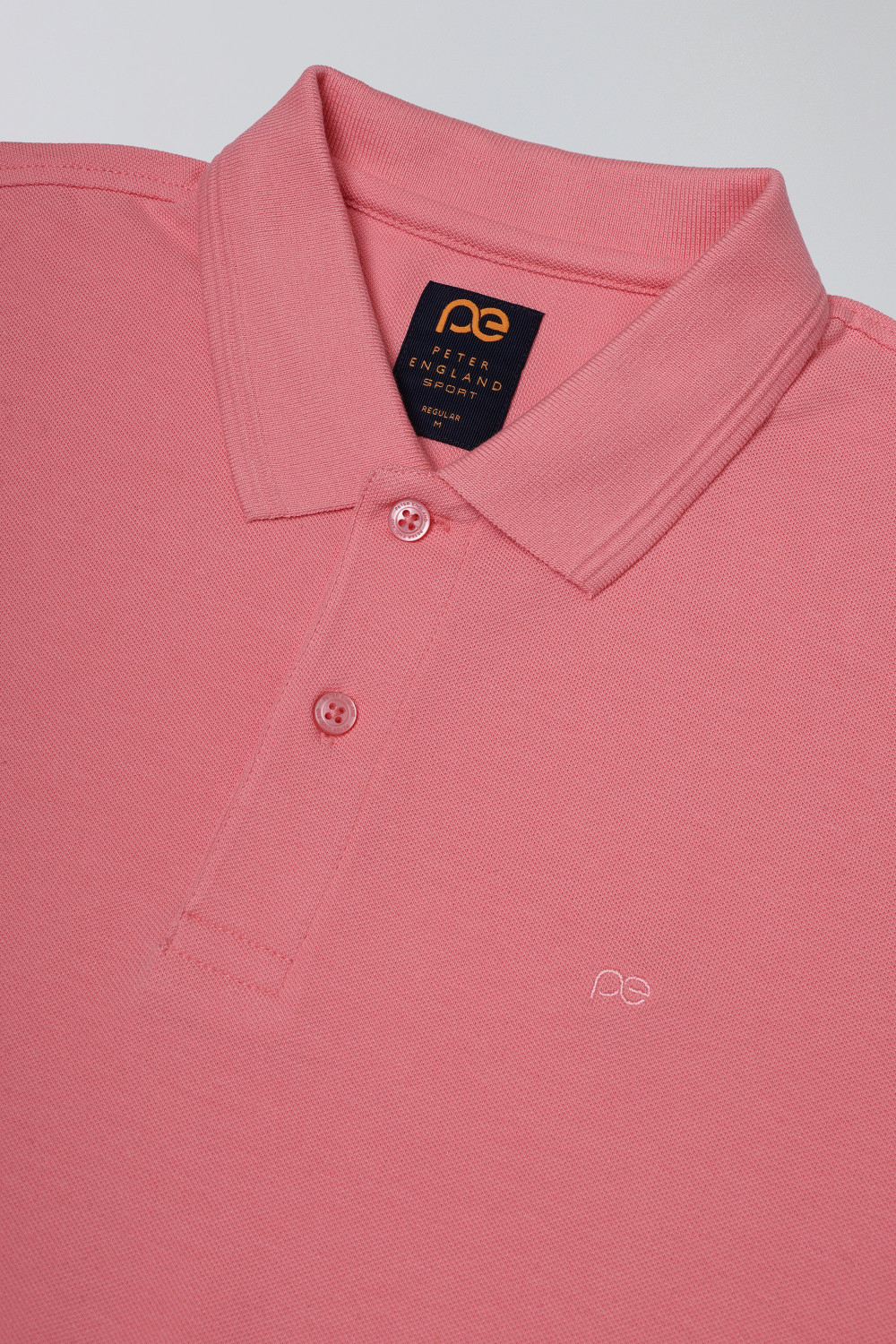 Image of PETER ENGLAND Solid Men Polo Neck Pink T-Shirt