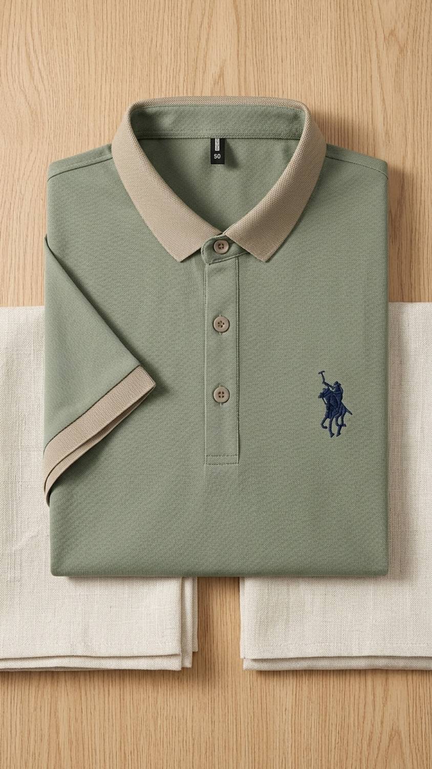 hasti enterprise Embroidered Men Polo Neck Light Green T-Shirt
