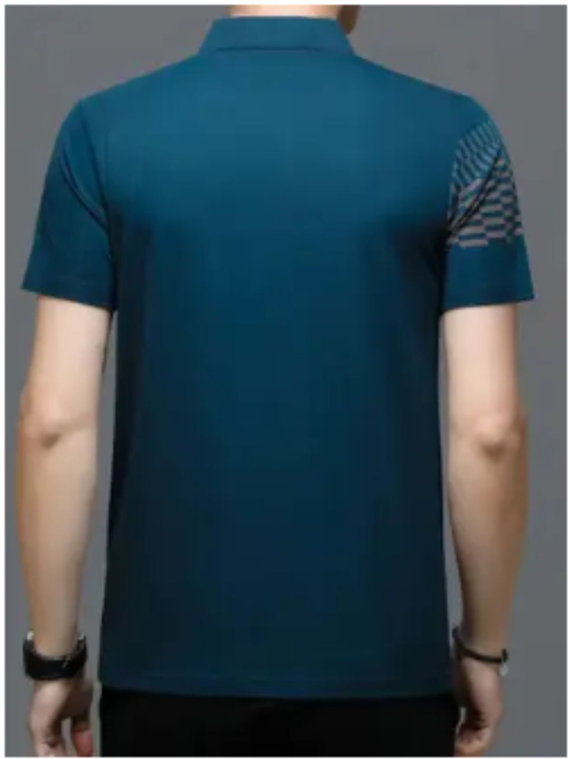 Image of KRSTITCH Printed Men Polo Neck Blue T-Shirt