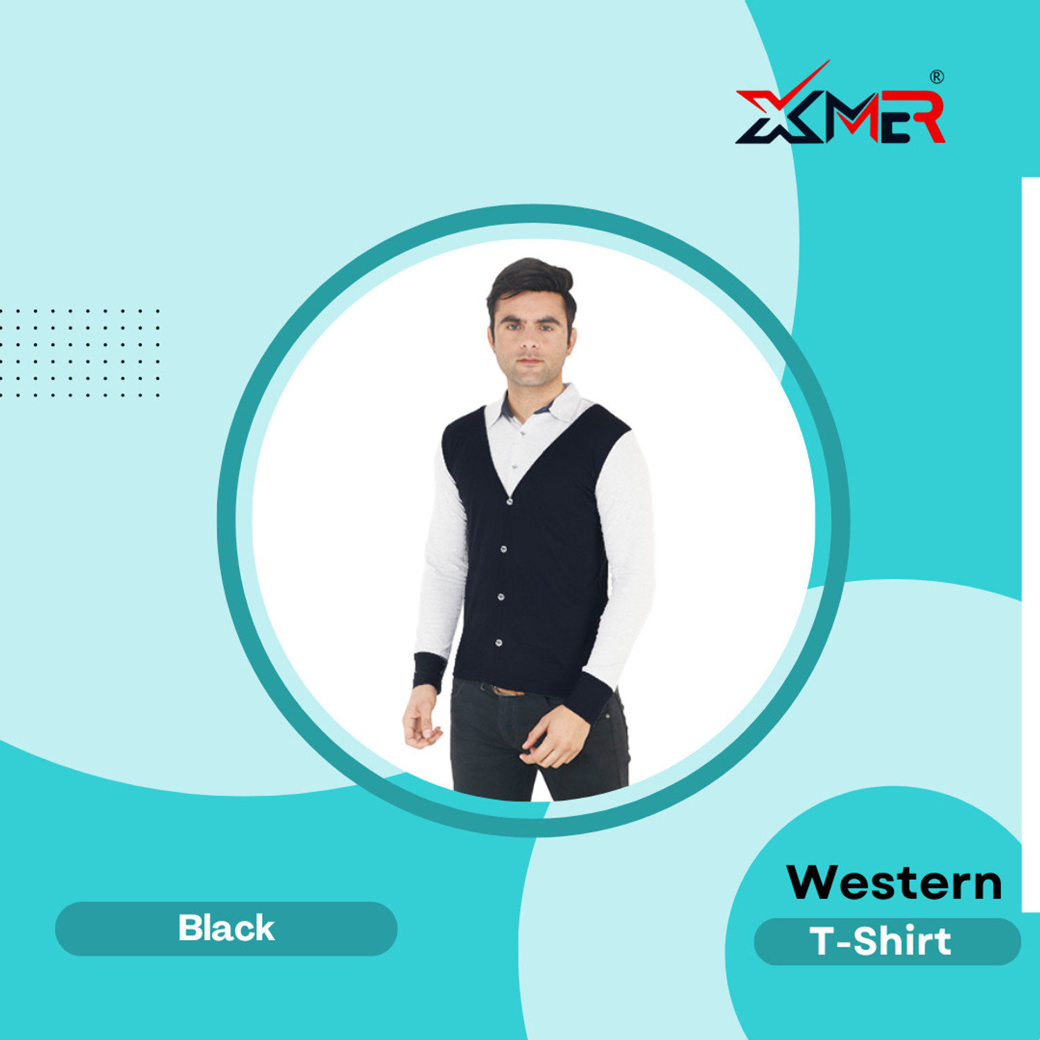 Image of Xmer Solid Men Polo Neck White, Black T-Shirt