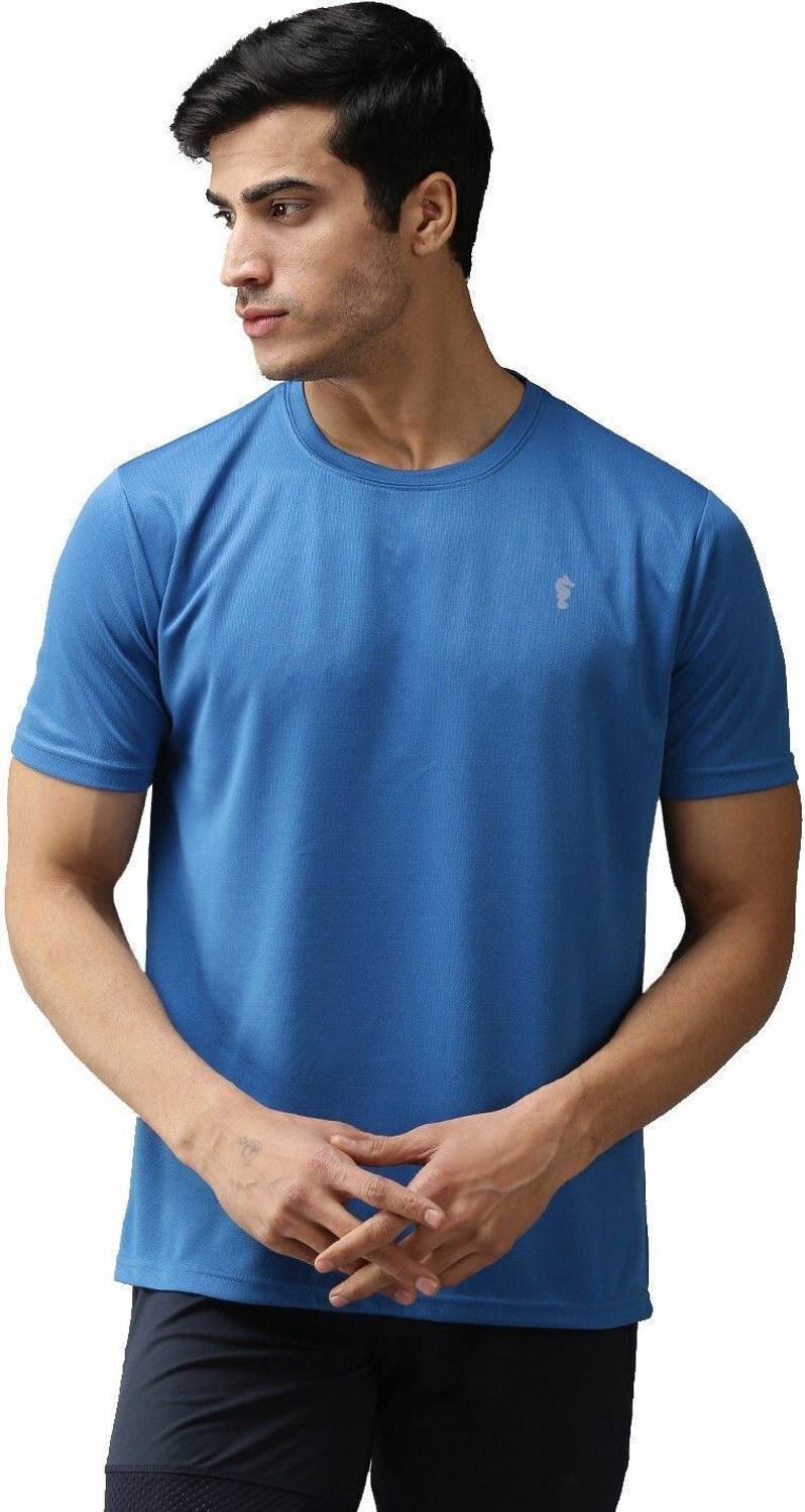 EPPE Indigo Blue Round Neck Half Sleeve Polyester Dry Fit T-shirt