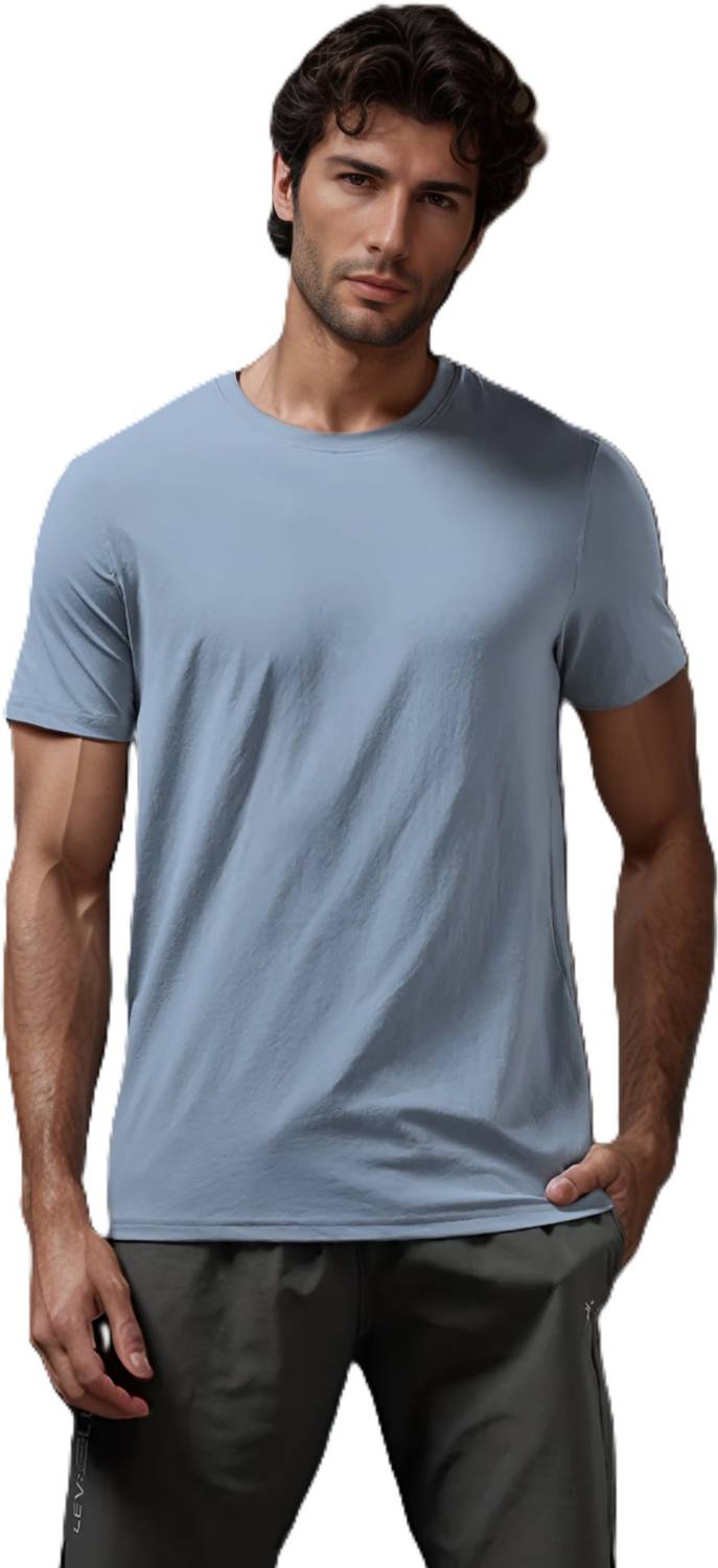BlueFicus Solid Men Round Neck Grey T-Shirt