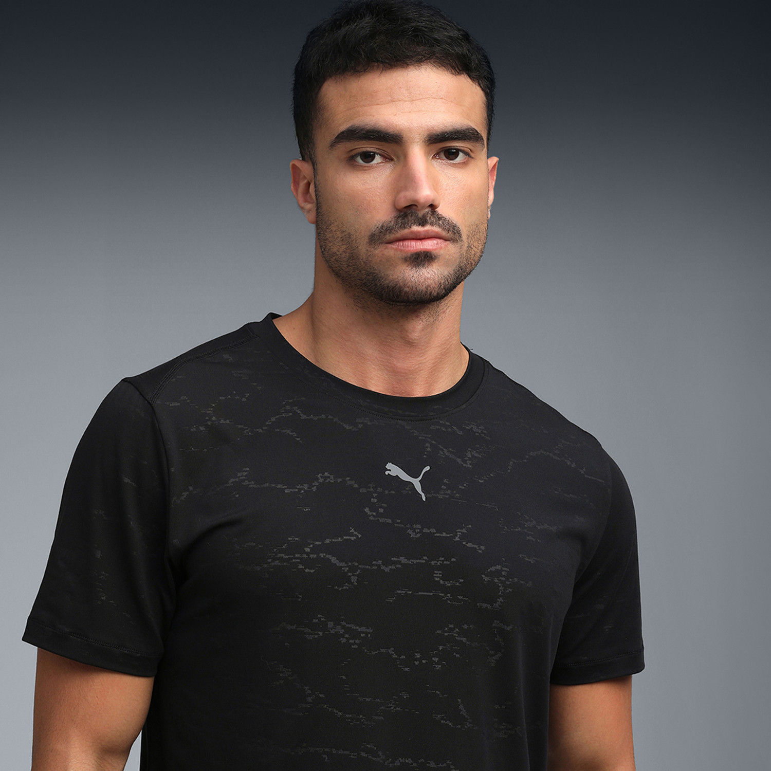 Image of PUMA Printed Men Round Neck Black T-Shirt