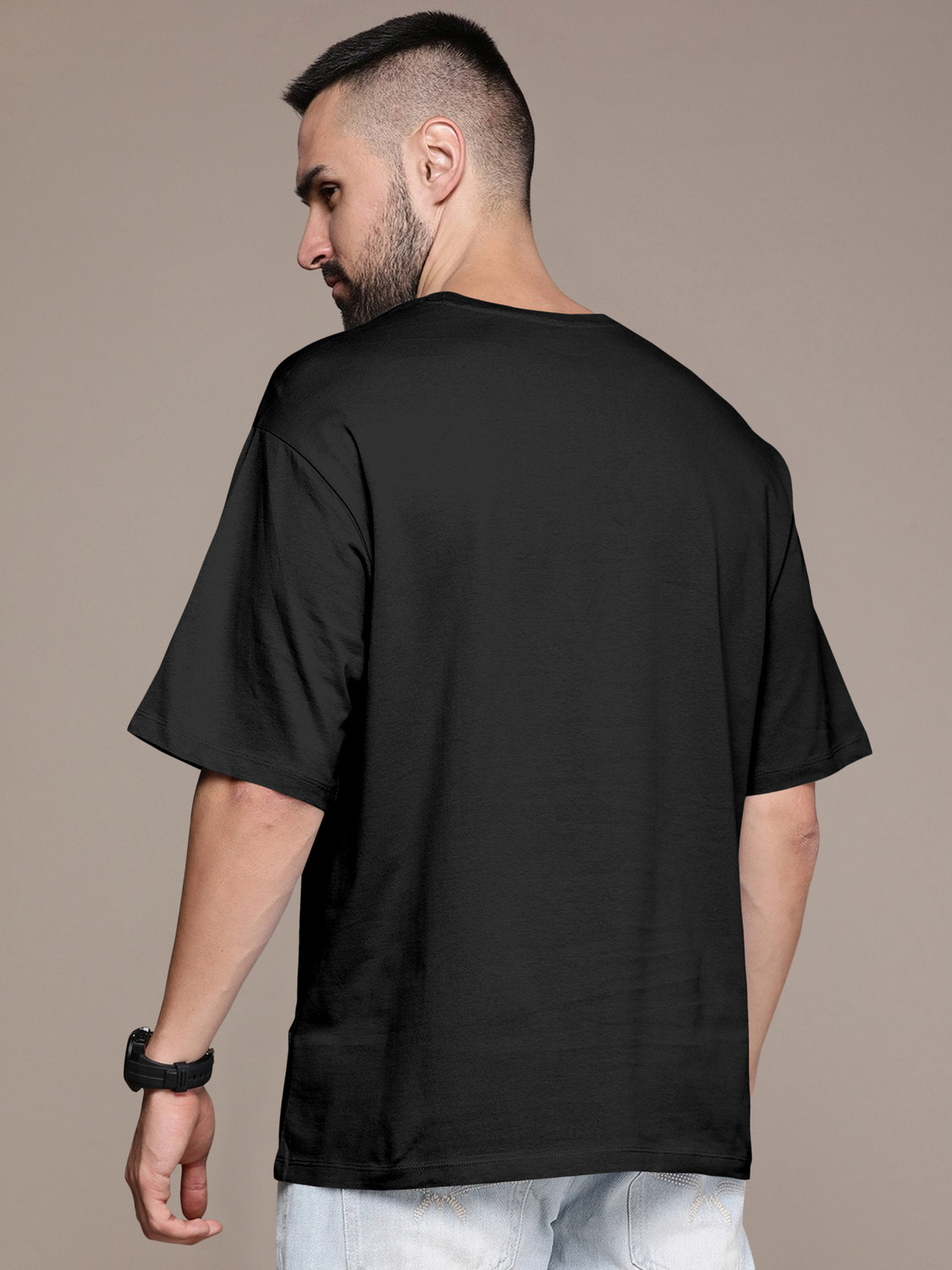 Image of METRONAUT Graphic Print Men Round Neck Black T-Shirt
