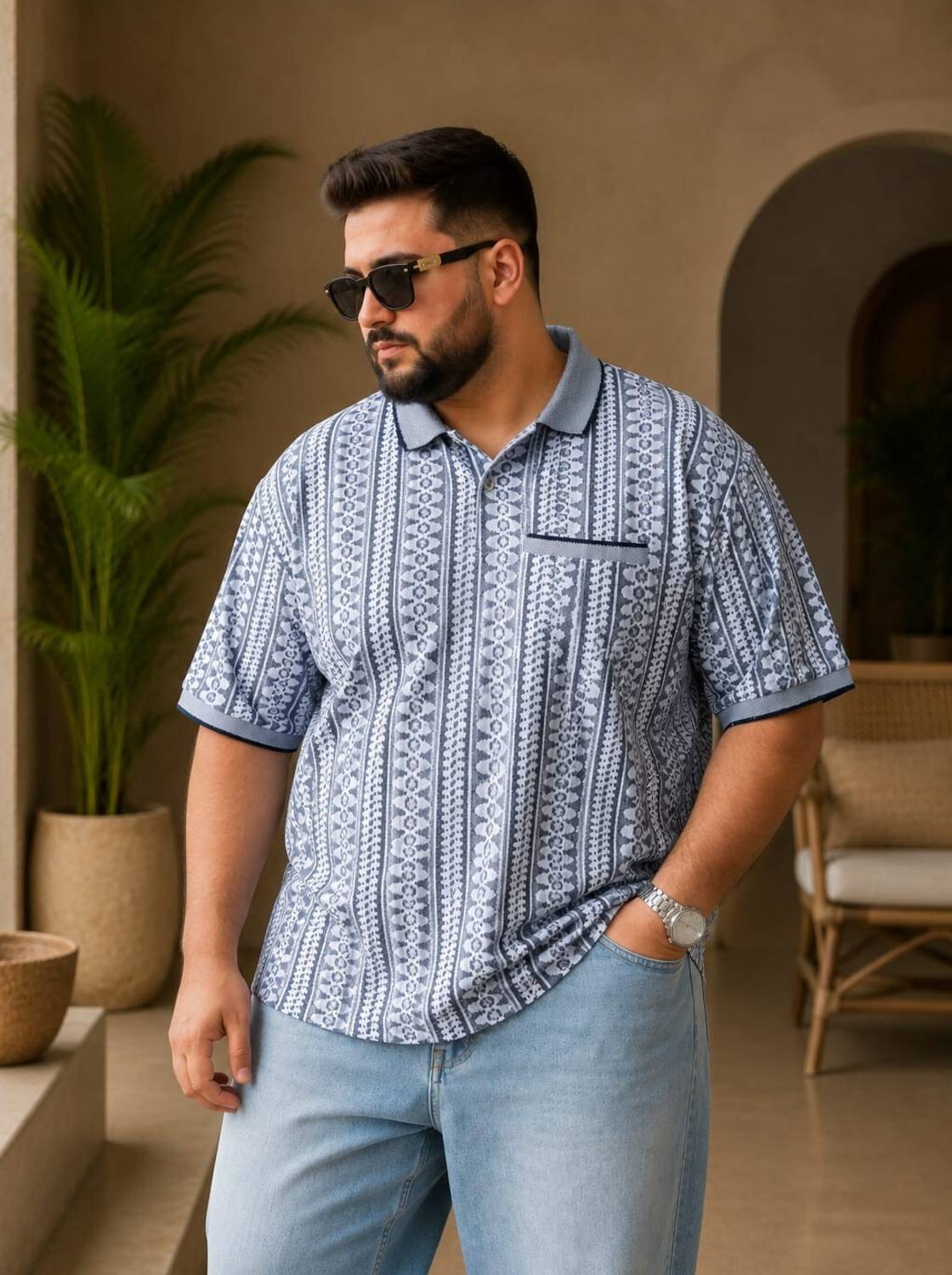 Austivo Men Light Blue Polo Neck T-Shirt - Image 1