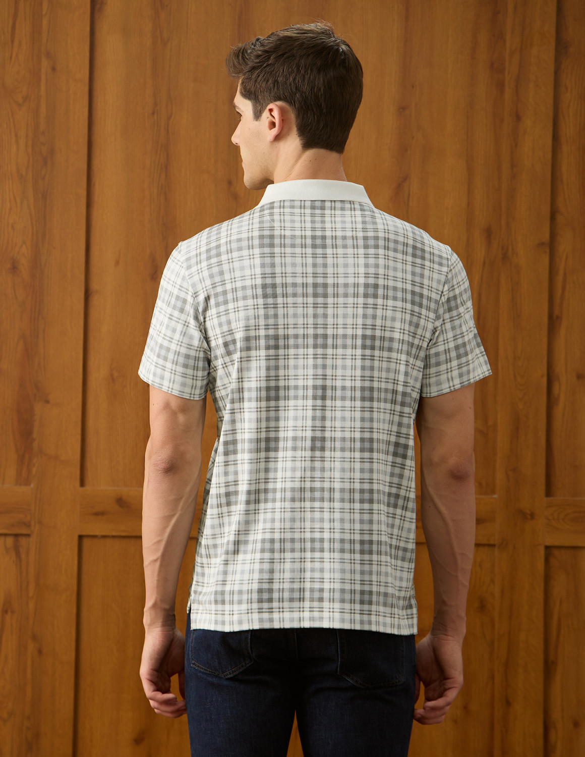 Image of U.S. POLO ASSN. Checkered Men Polo Neck Multicolor T-Shirt