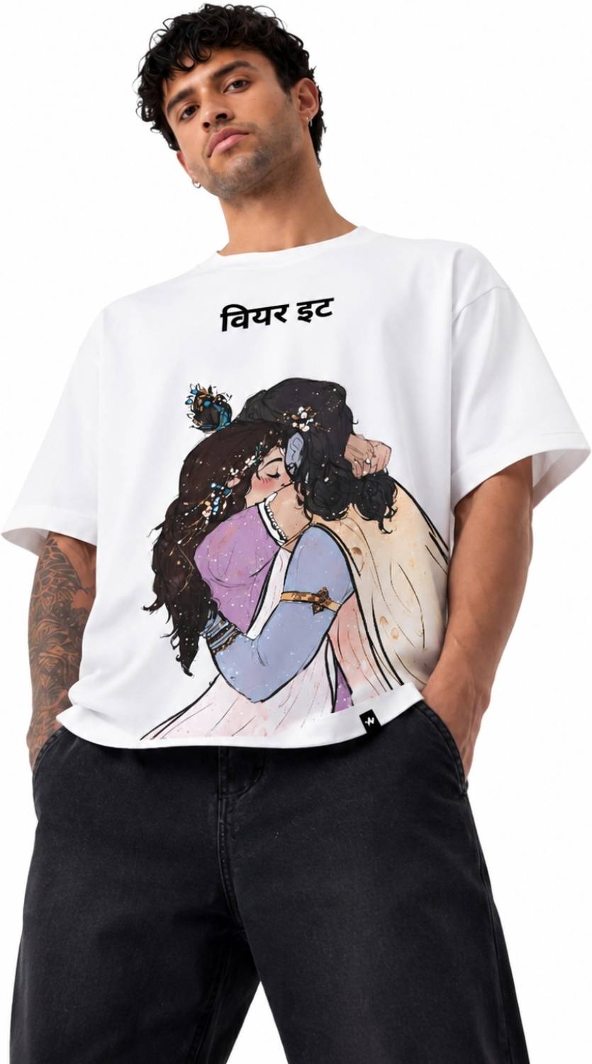 the wear it Men White Round Neck T-Shirt - Image 1