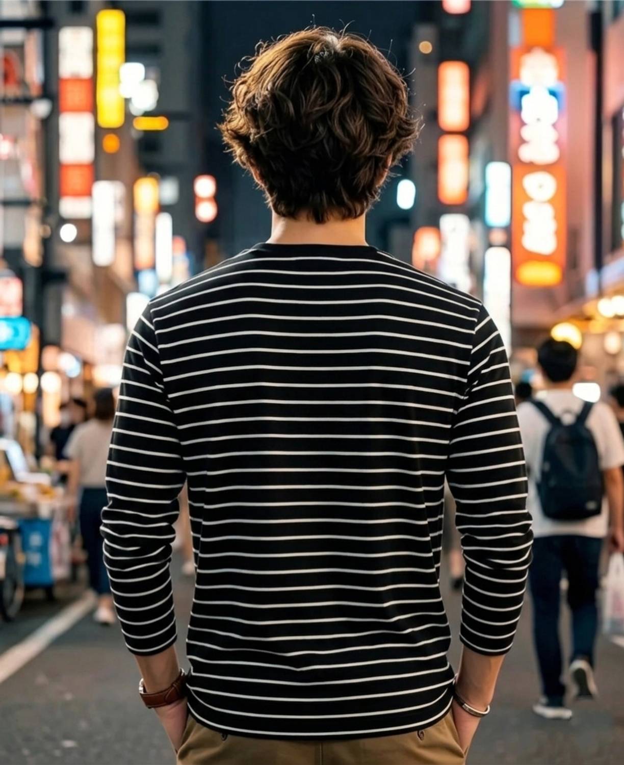 HouseOfCommon Men Black Striped T-Shirt - Image 2