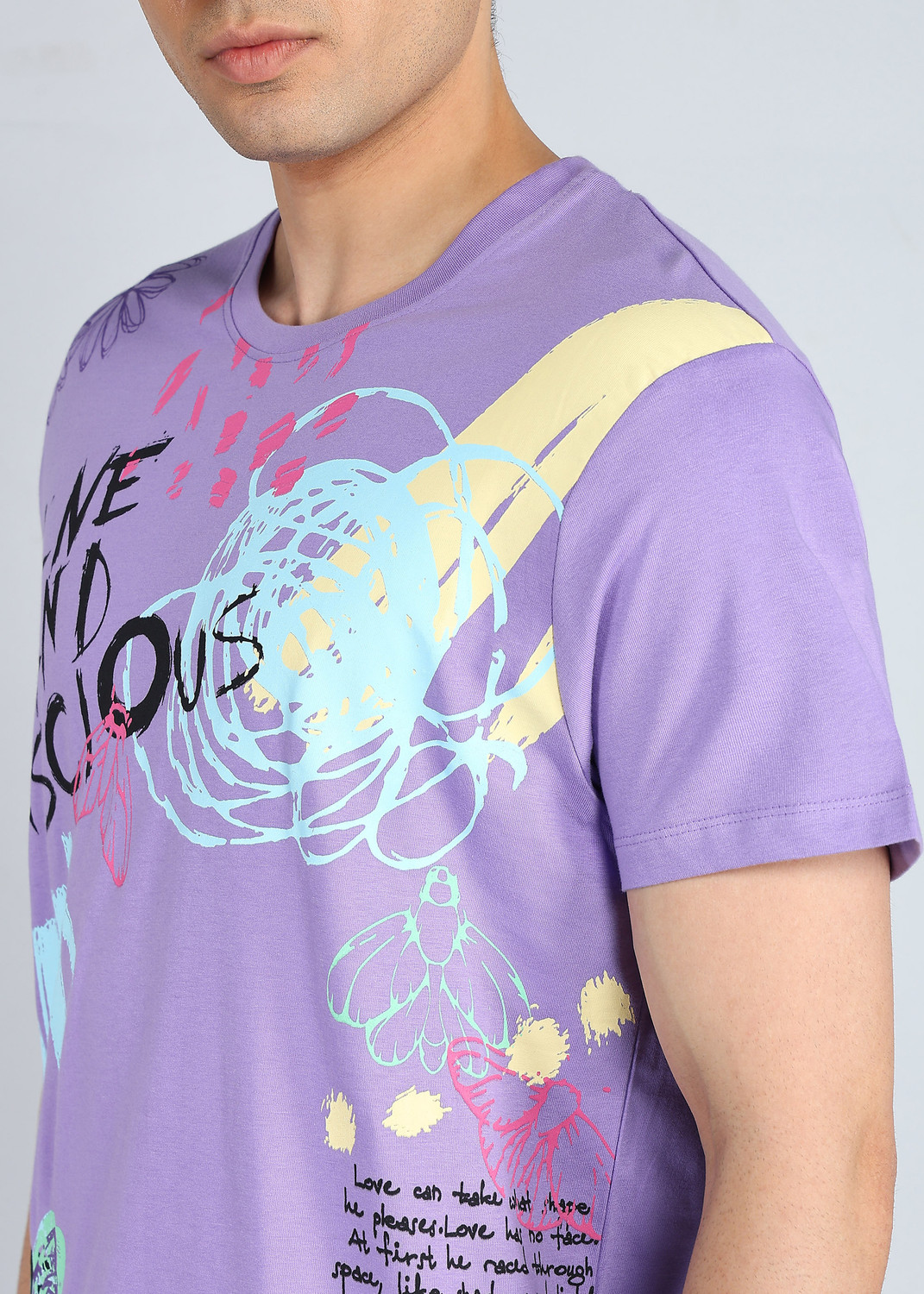 Image of BEING HUMAN Solid Men Crew Neck Purple T-Shirt