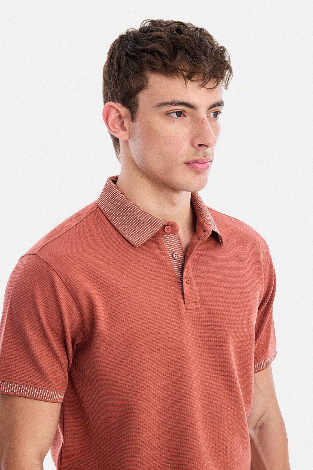 Image of Snitch Self Design Men Polo Neck Orange T-Shirt