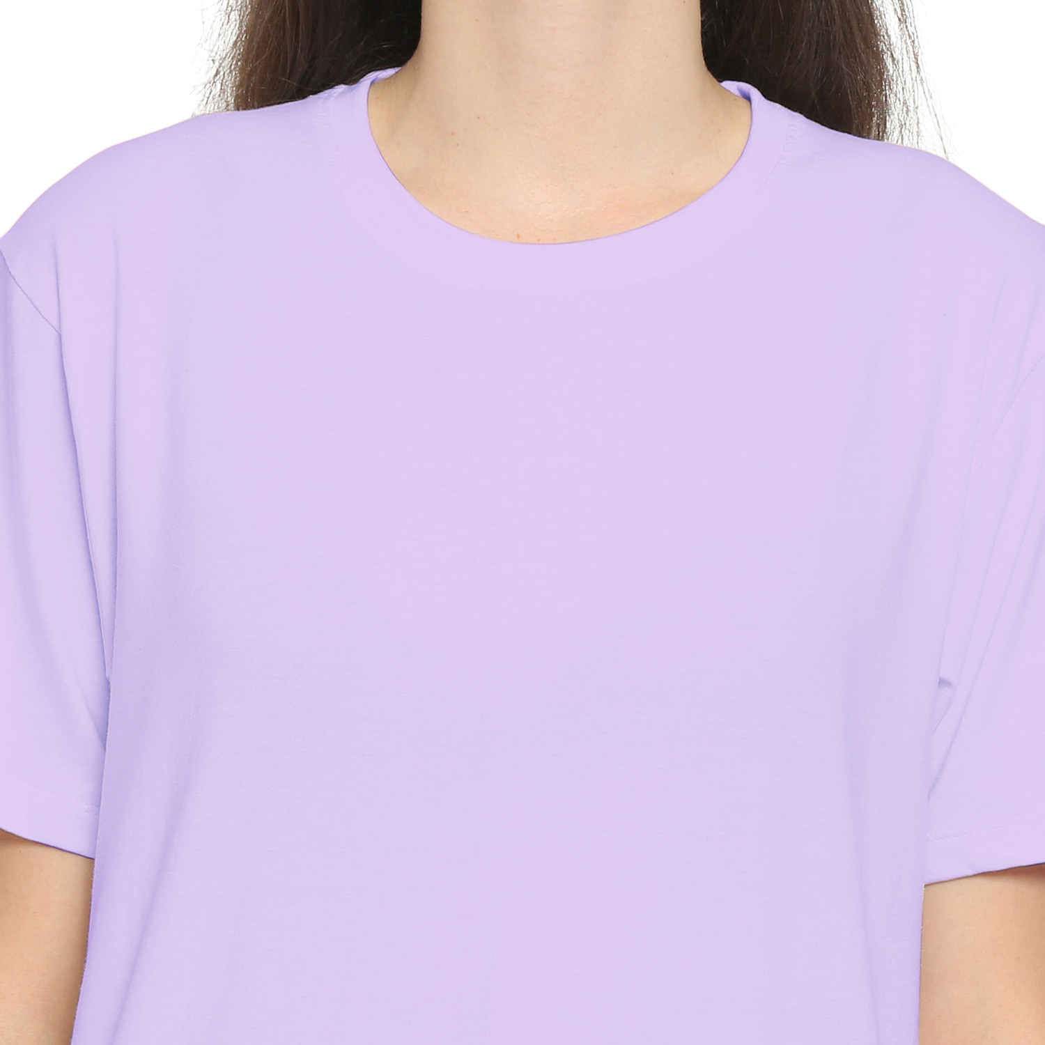 Image of YouthPoi Solid Women Round Neck Purple T-Shirt