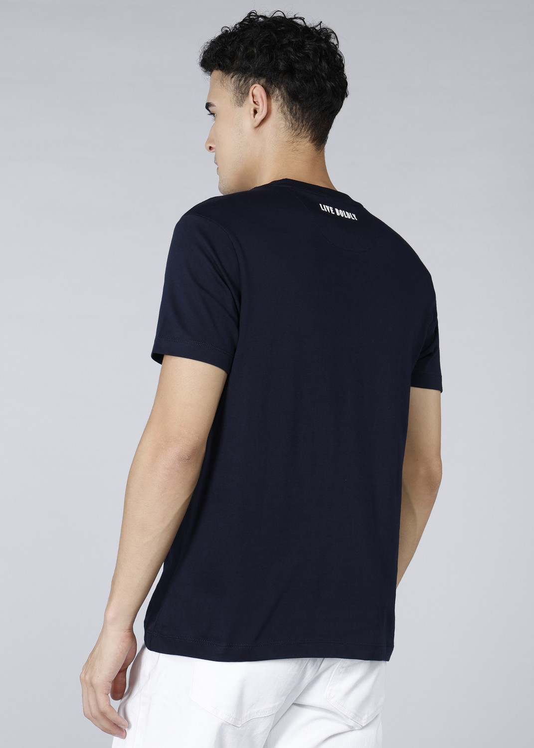 Image of U.S. Polo Assn. Denim Co. Men Graphic Print Round Neck Pure Cotton Blue T-Shirt