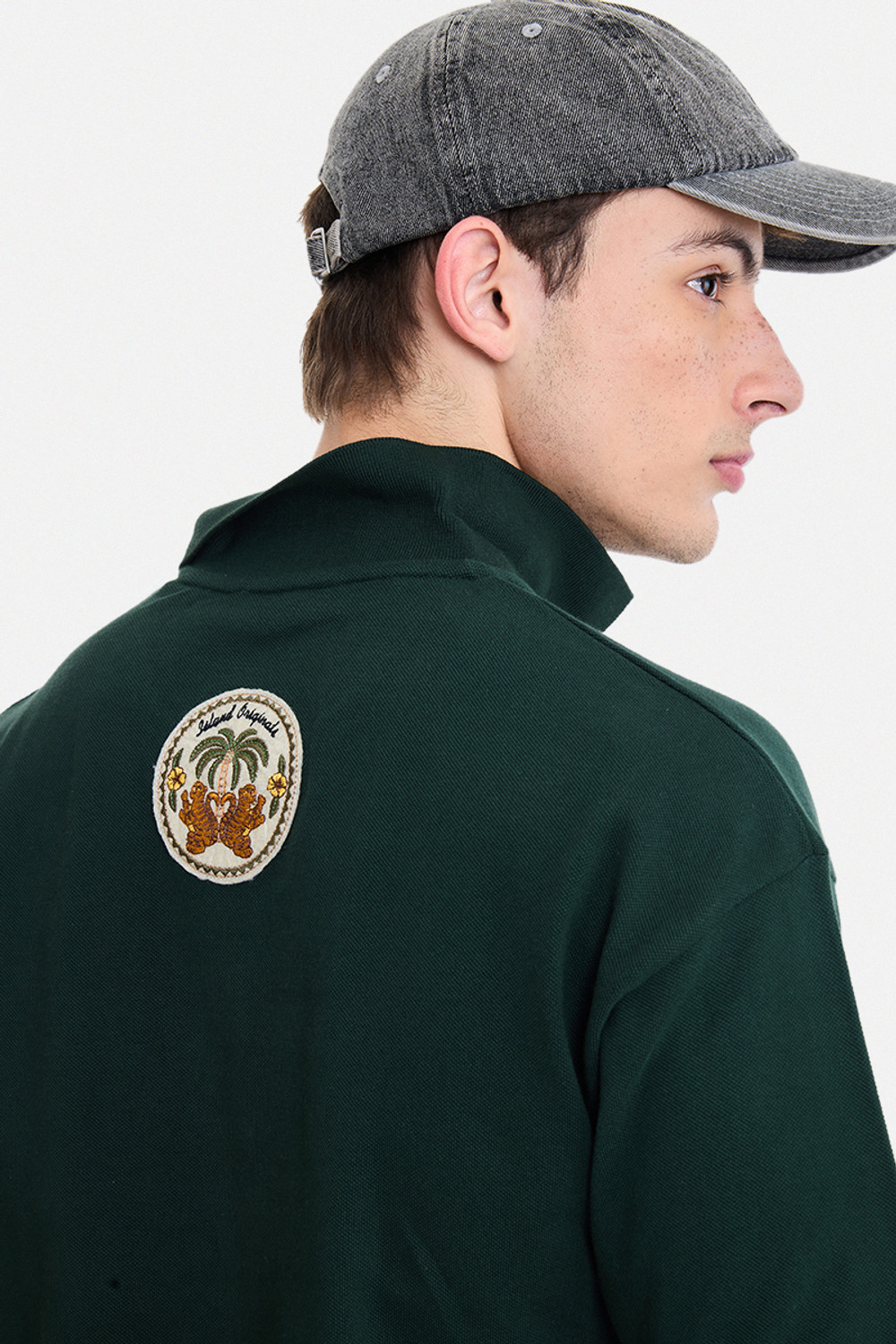Image of Snitch Embroidered Men Polo Neck Dark Green T-Shirt